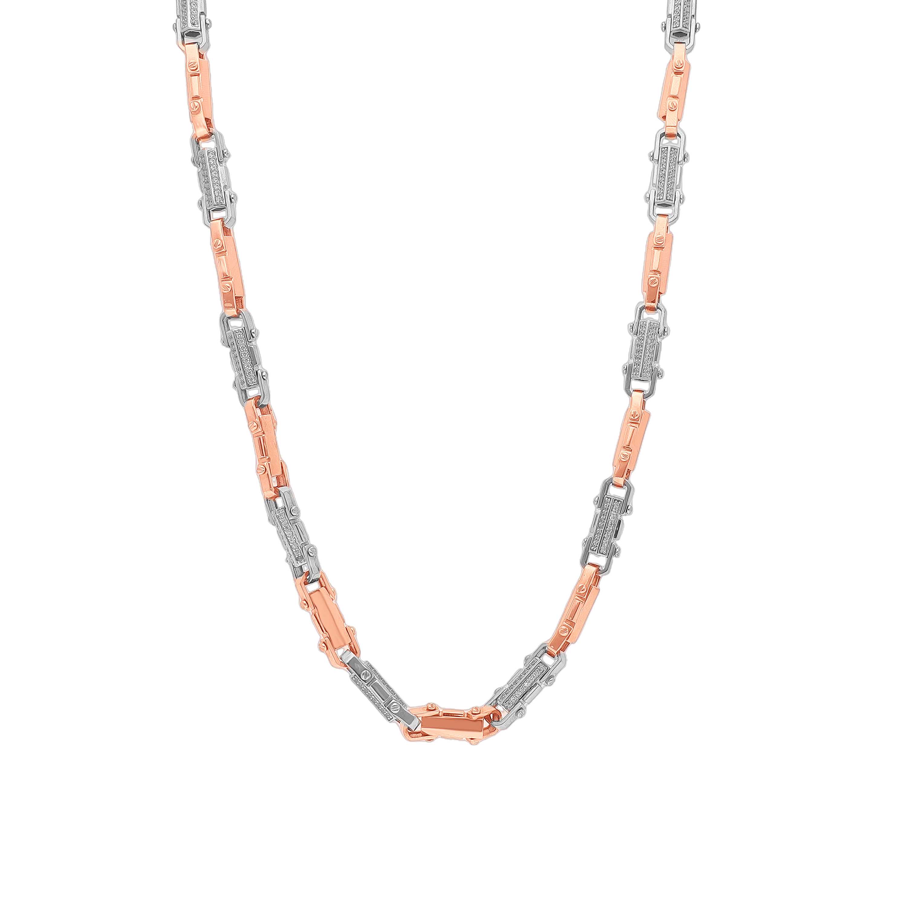 Charmingly Detailed And Studded 18KT Rose Gold Chain