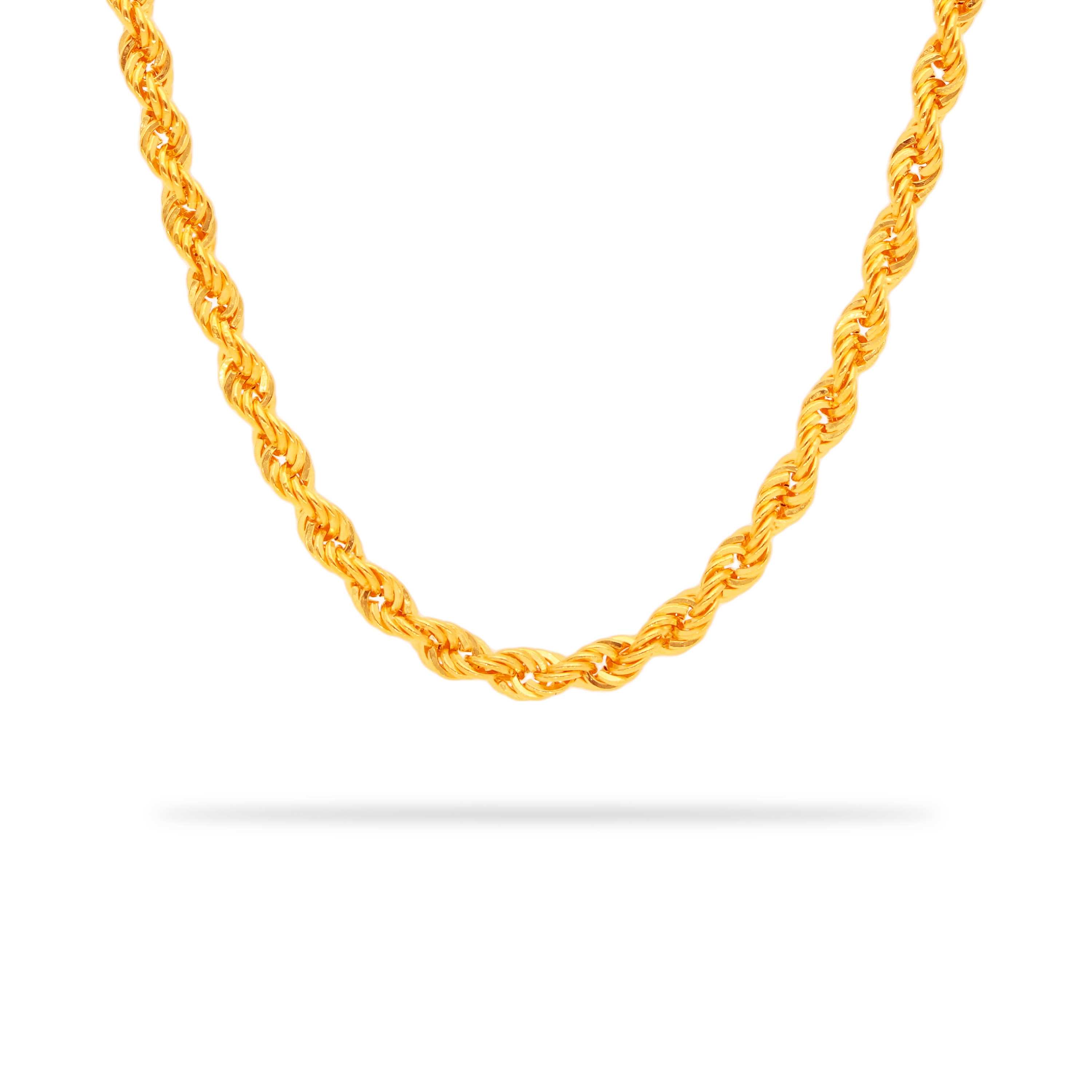 Traditionally Crafted And Detailed 22KT Gold Silk Rope Chain