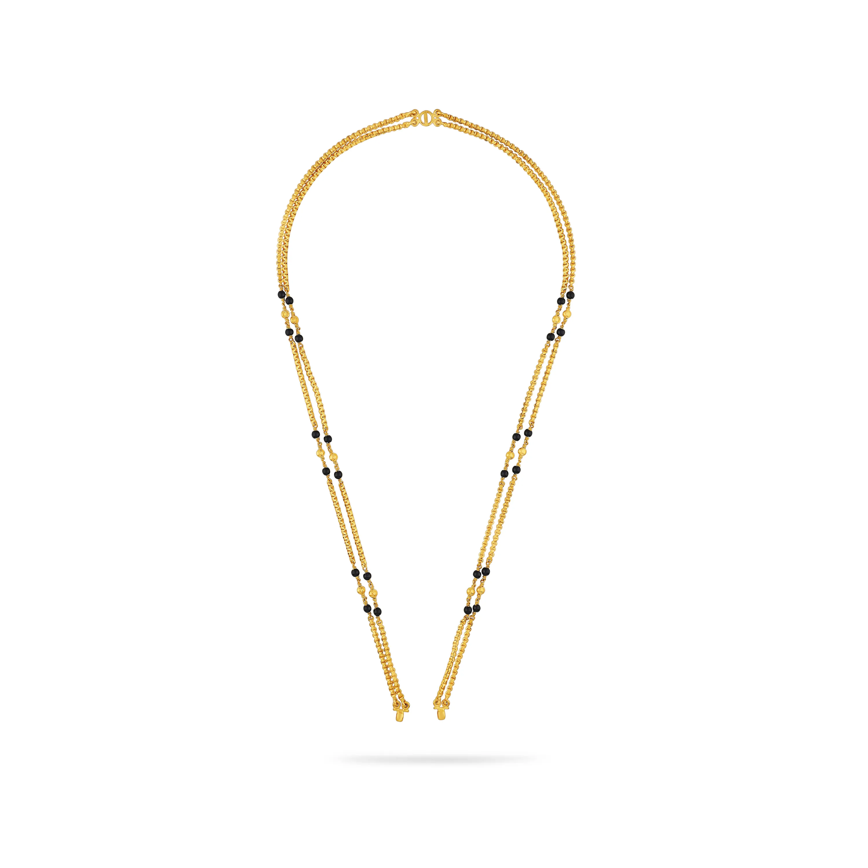 Classic Black Beaded And Detailed 22KT Gold Mangalsutra For Women