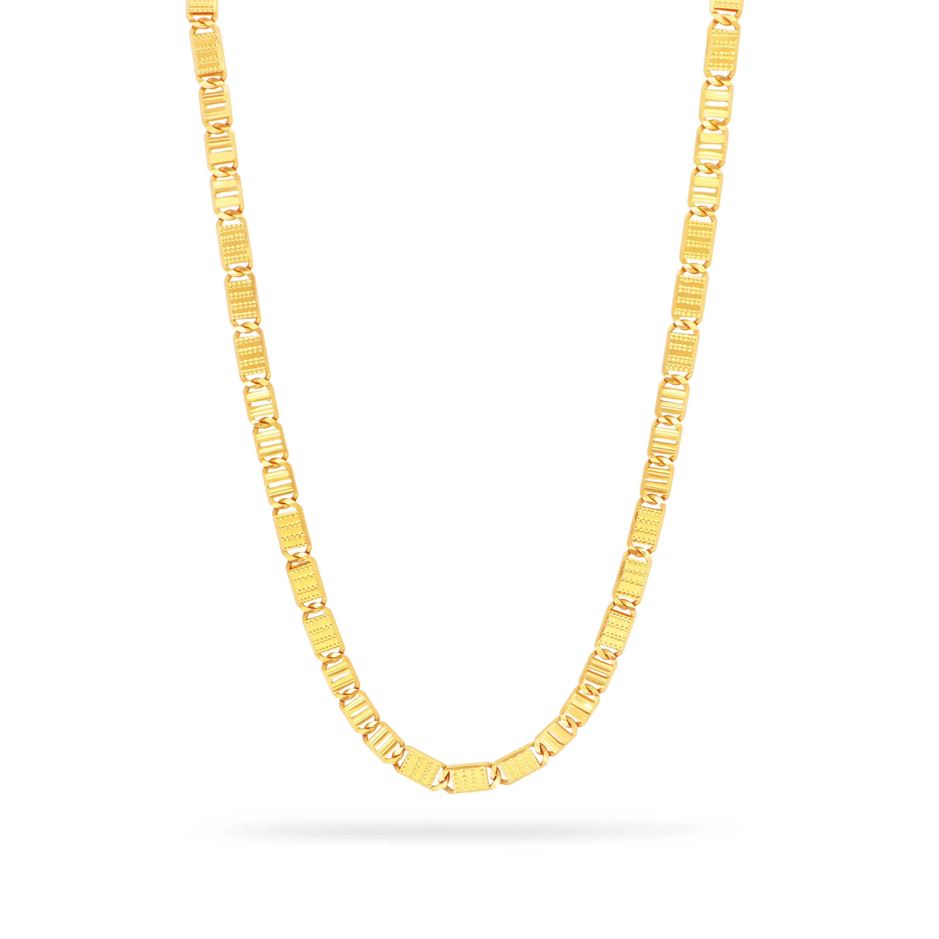 Classic Matte Finished And Detailed 22KT Gold Chain For Men