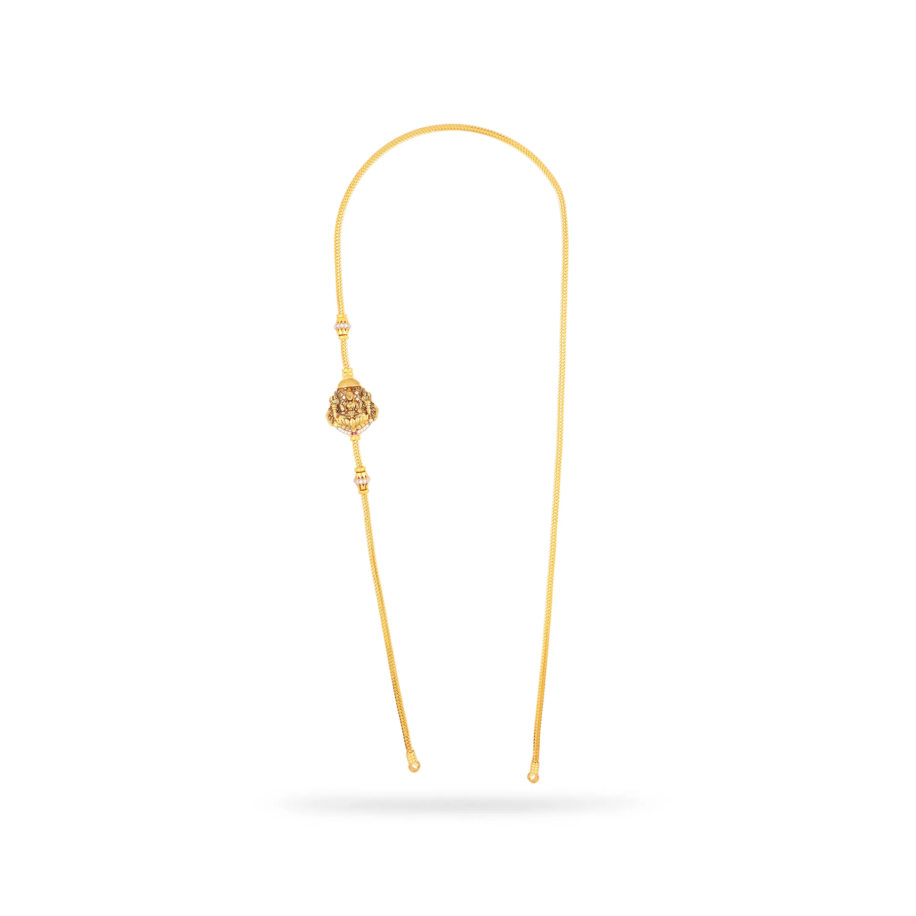 Antique Finished & Studded 22KT Gold Mope Chain For Women