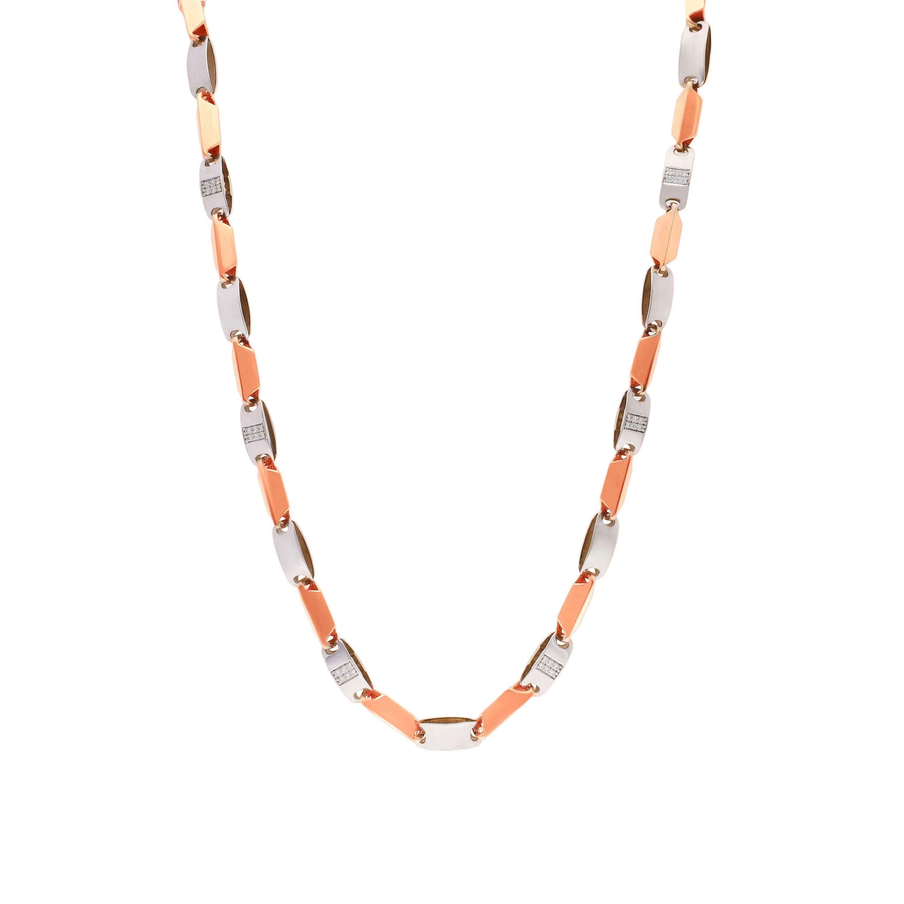 Classic Finely Detailed And Studded 18KT Rose Gold Chain For Men