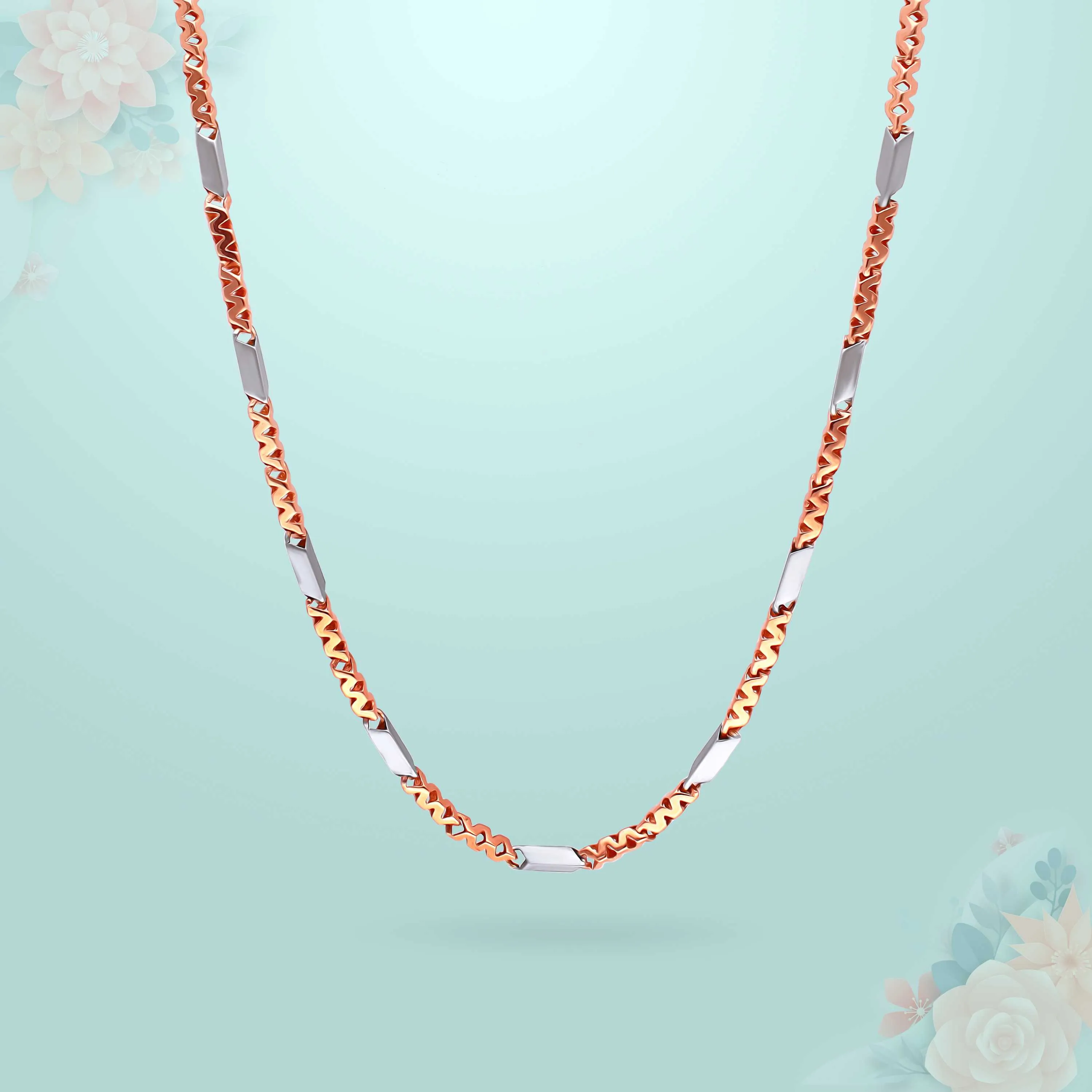 18 KT Rose Gold Whirl Chain for Men
