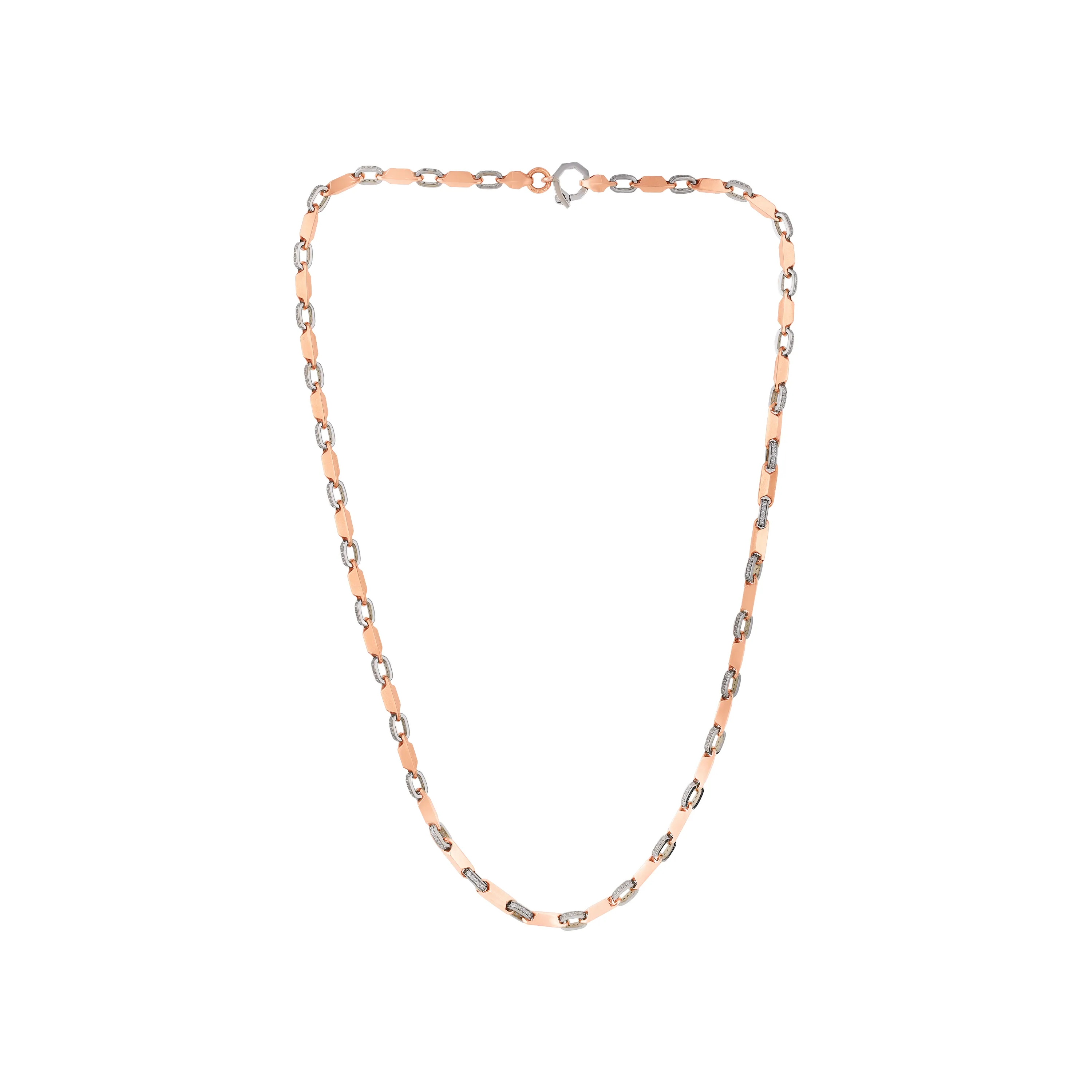 Studded And Detailed 18KT Rose Gold Chain For Men