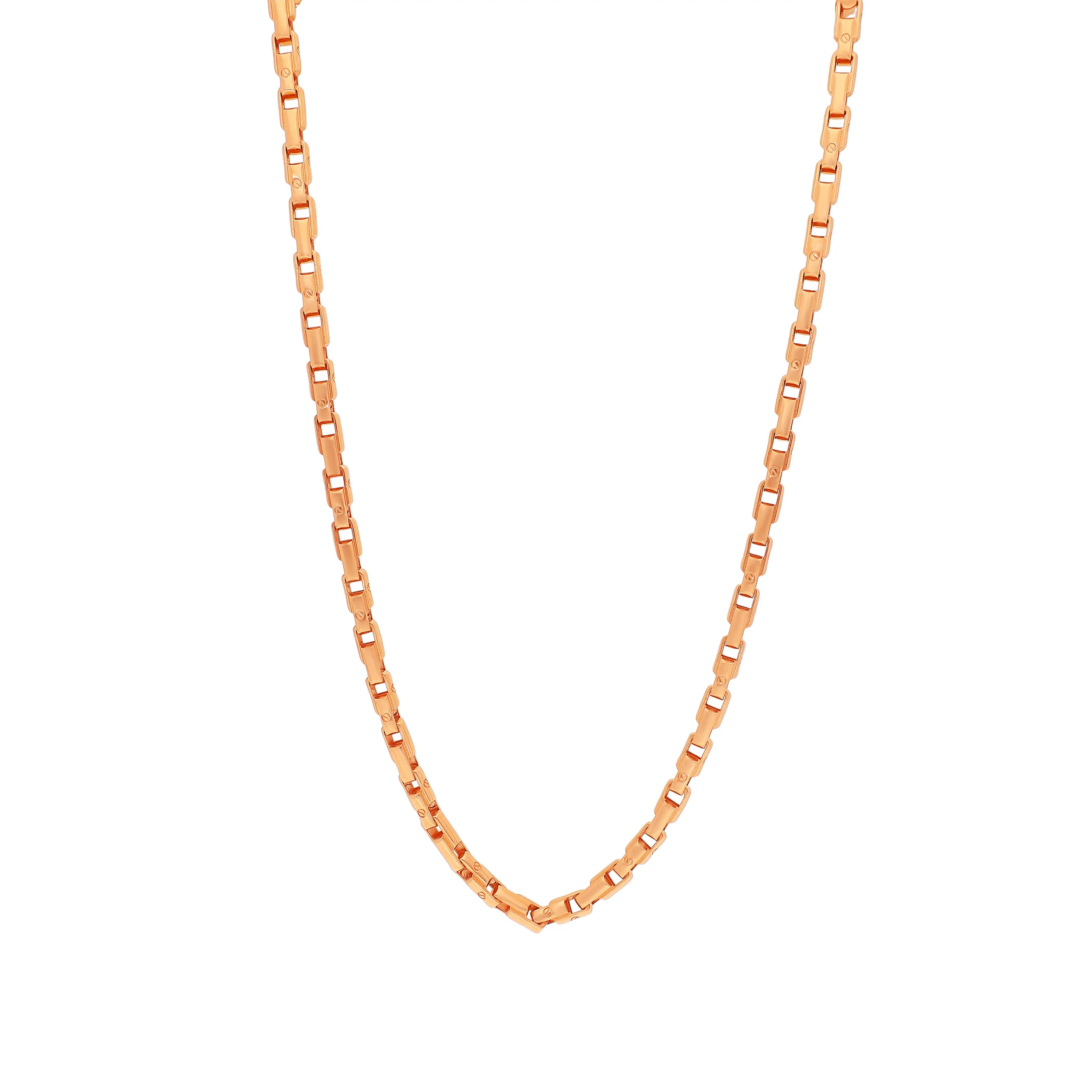 Classic Finely Detailed And Crafted 18KT Rose Gold Chain For Men