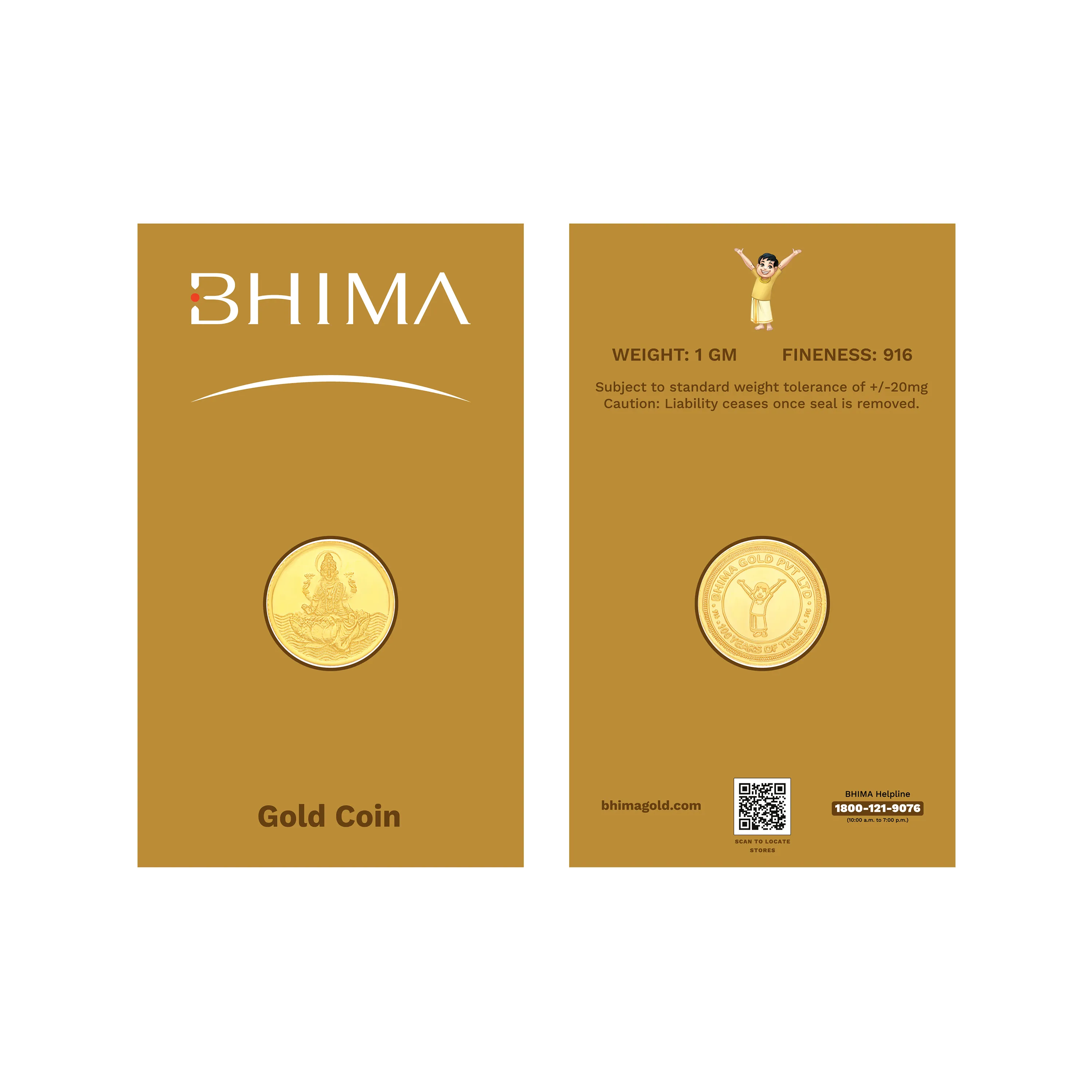 Goddess Lakshmi 22K 916 BIS Hallmarked 1 gm Gold Coin