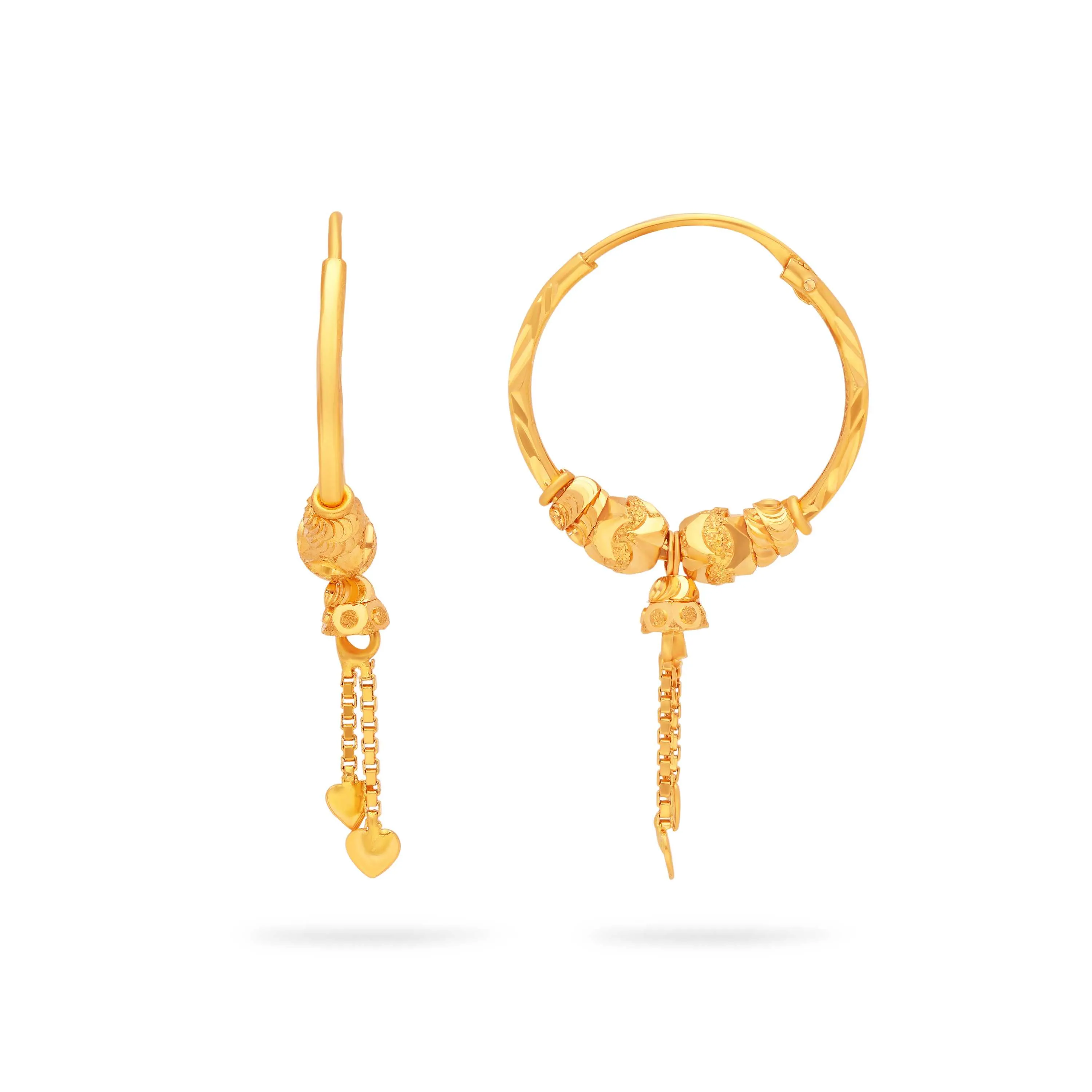 Classic Finely Detailed And Crafted 22KT Gold Ring Studs For Women
