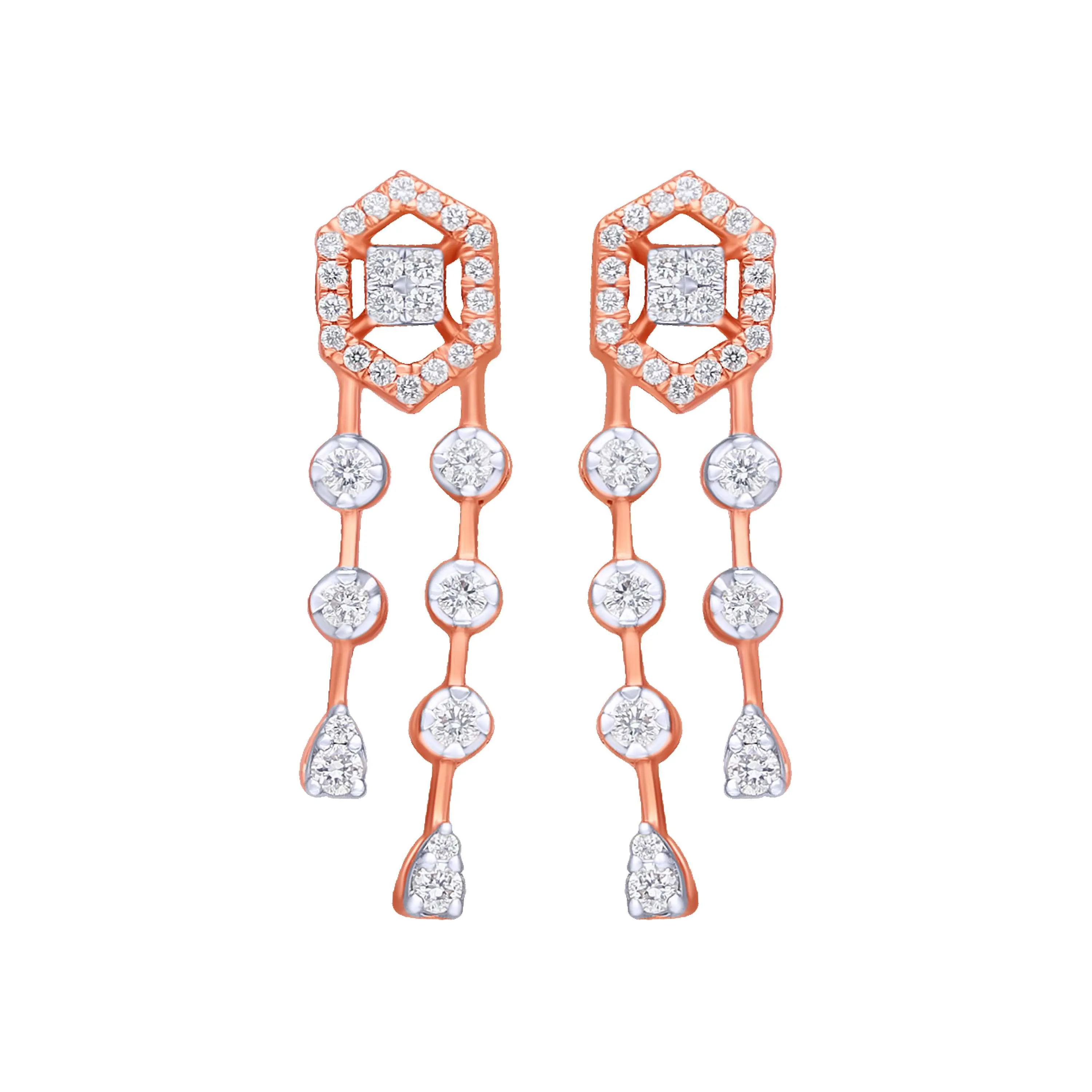 Diamond Stud Pattern Fancy Geometric Pattern 18KT Diamond Studs