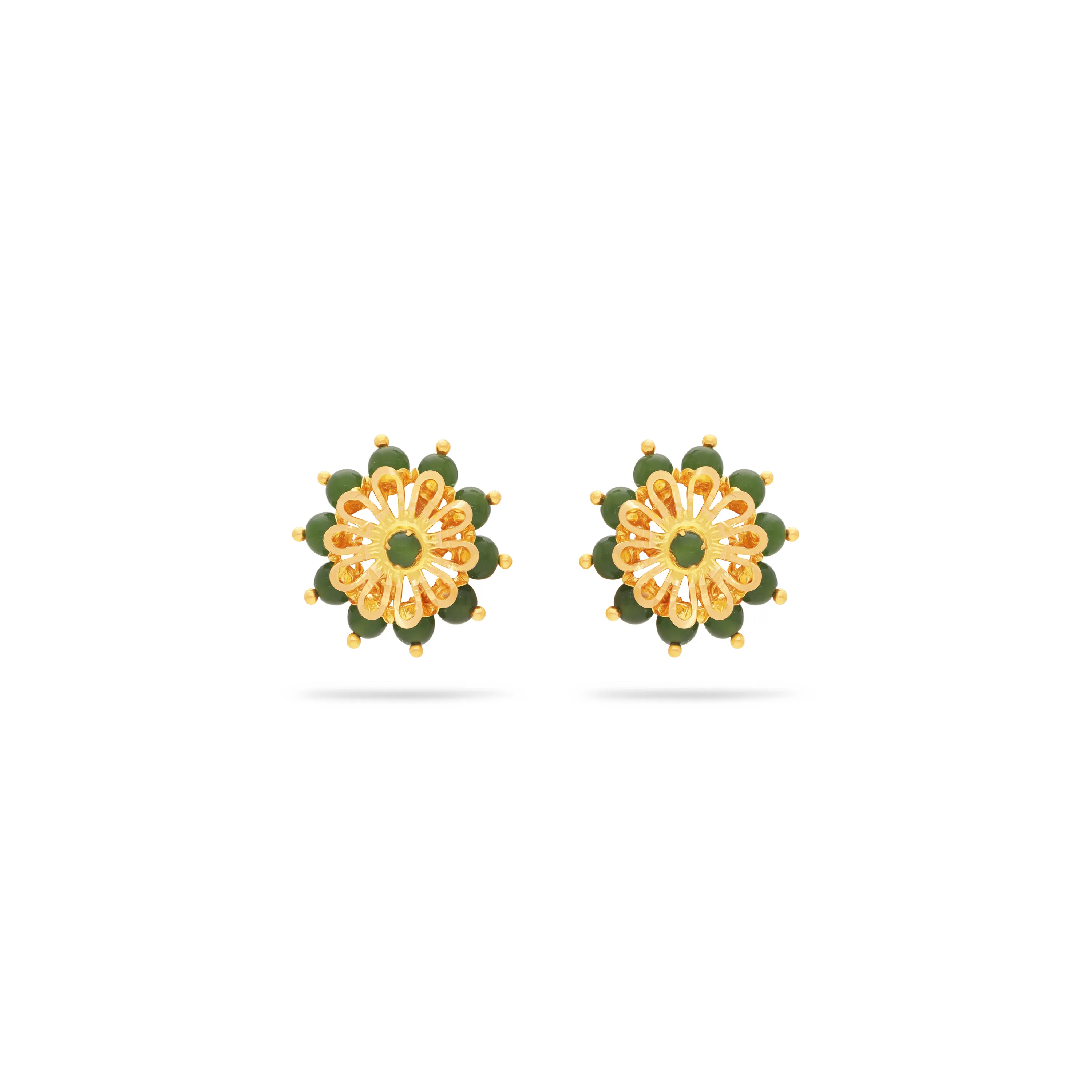 Studded And Detailed 22KT Gold Studs For Women