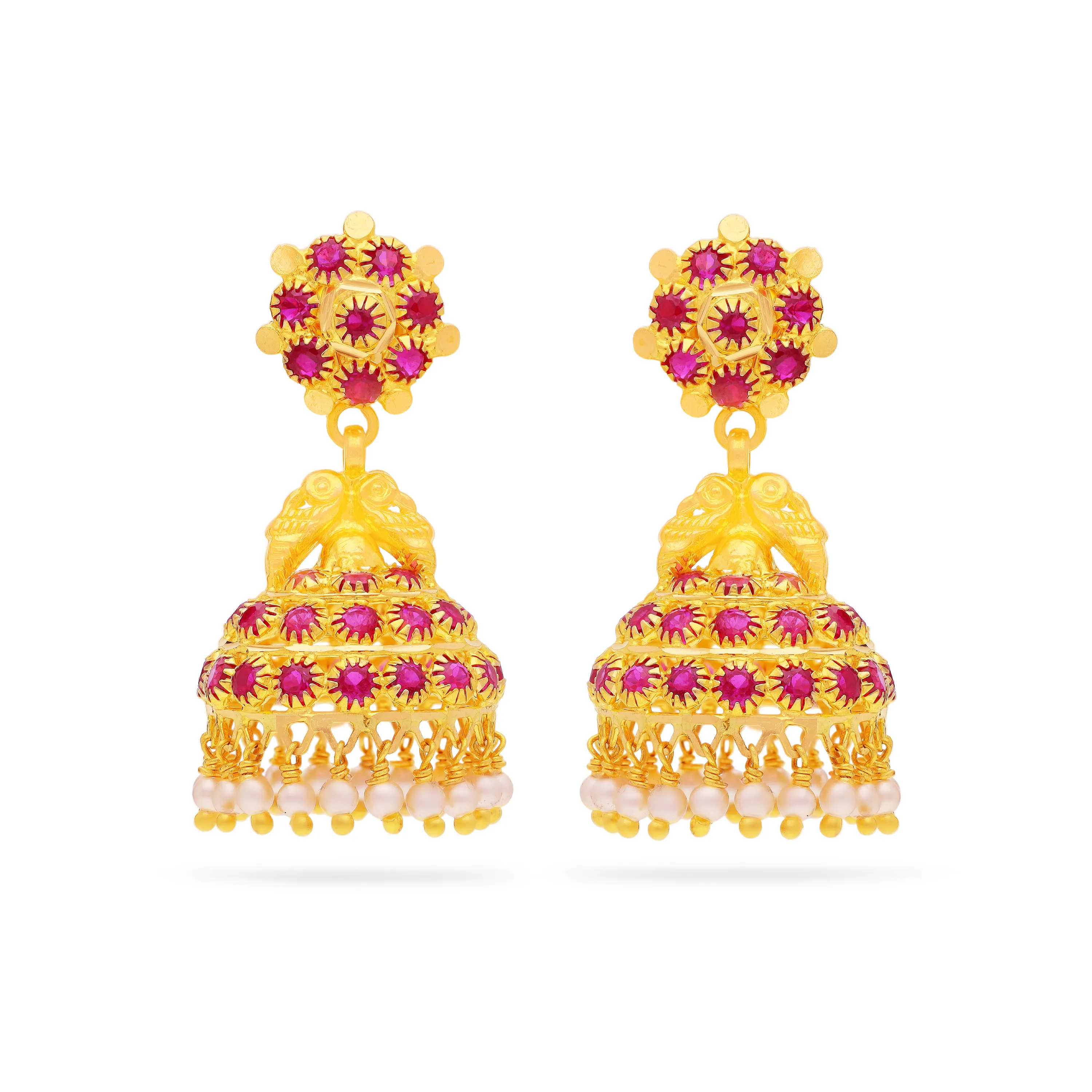 Studded And Detailed 22KT Gold Drops For Women