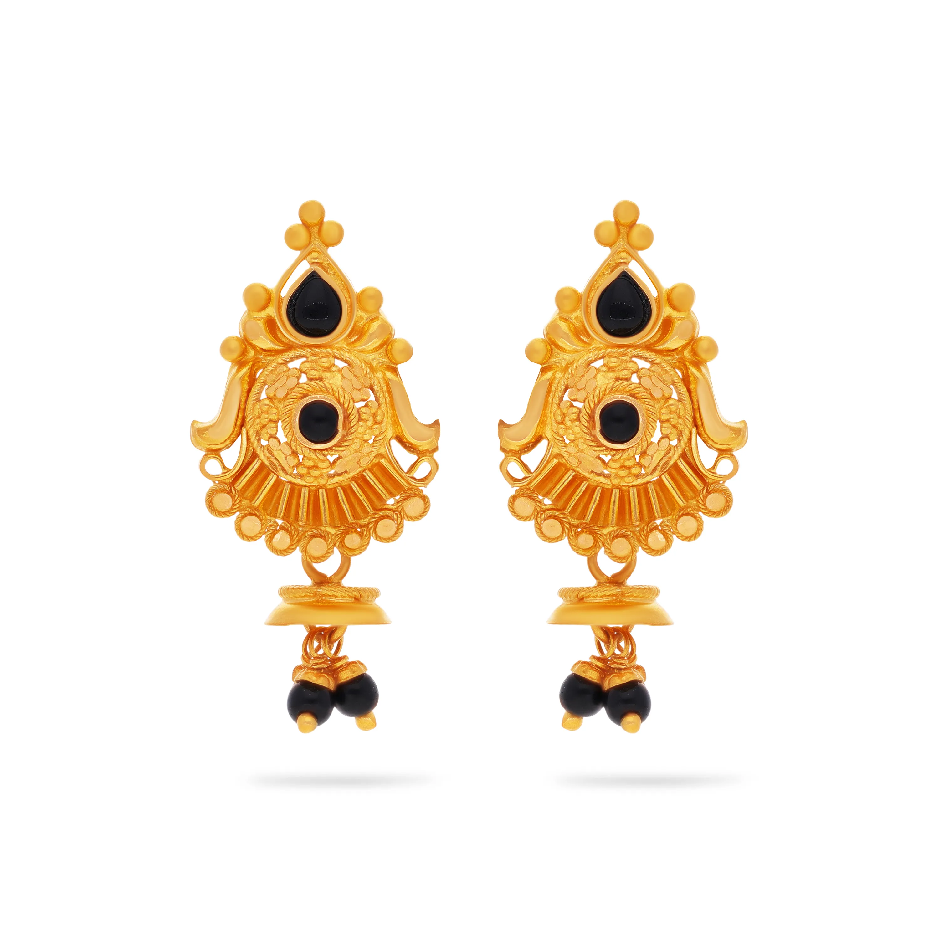 Studded And Detailed 22KT Gold Studs For Women