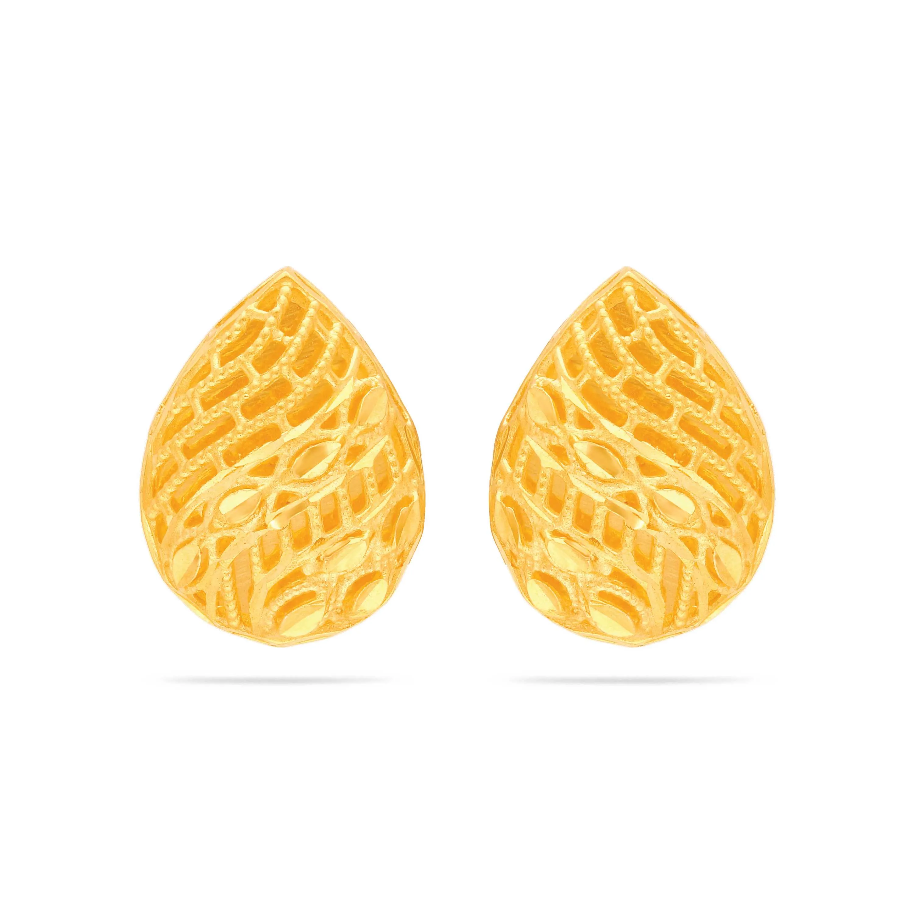 Classic Finely Detailed Turkey Pattern 22KT Gold Studs