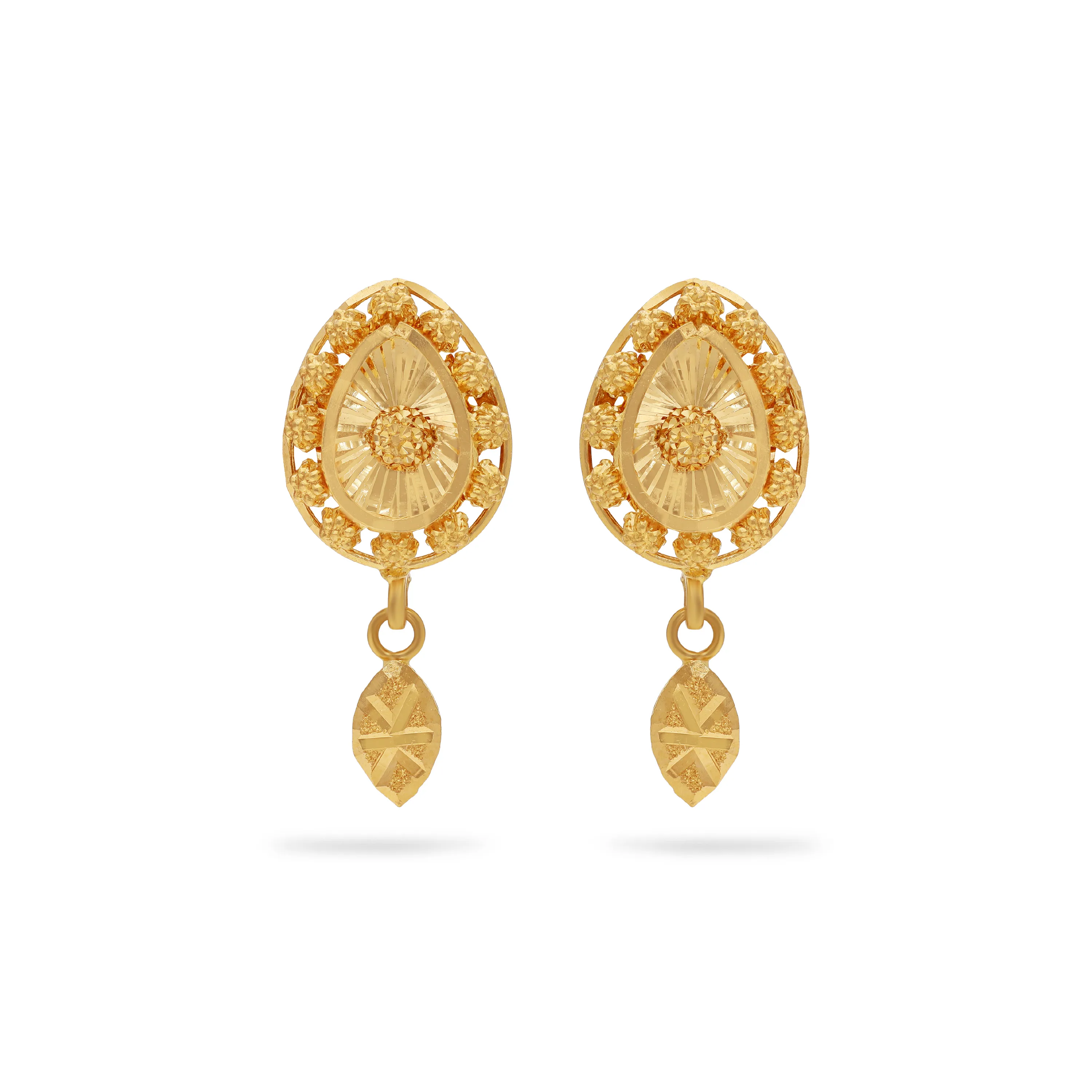 Classic Finely Detailed 22KT Gold Studs For Women