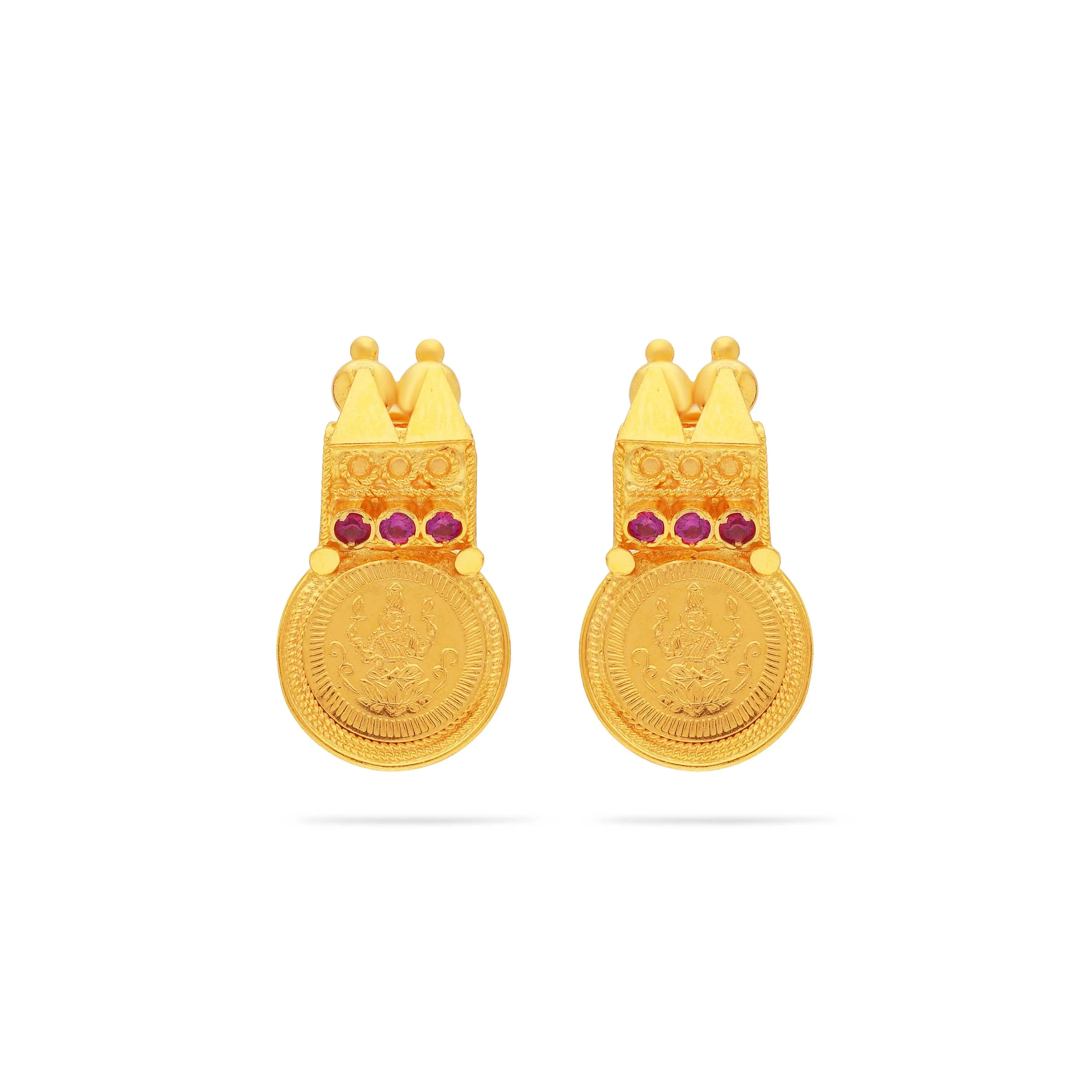 Traditionally Crafted And Studded 22KT Gold Studs For Women