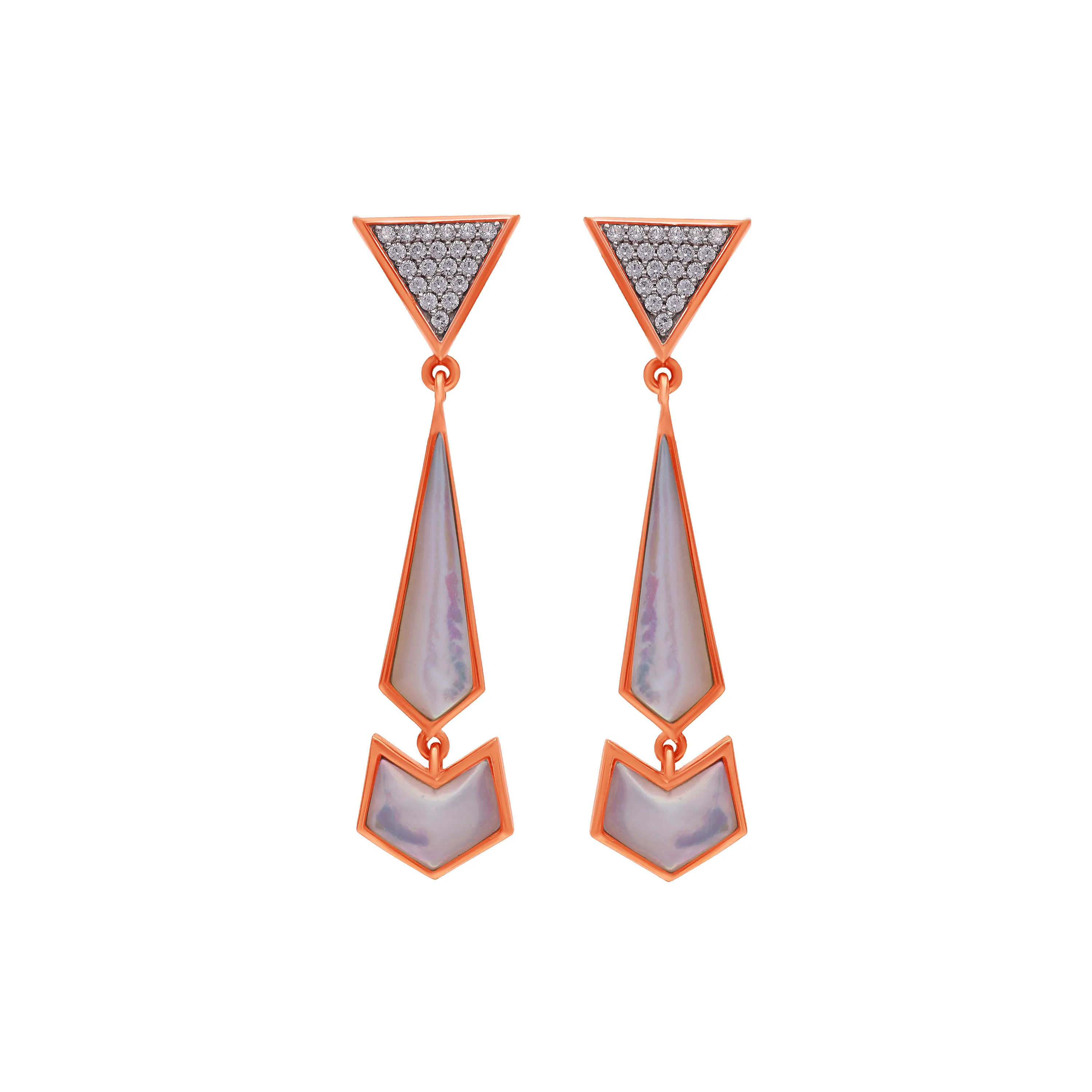 Studded And Detailed 18KT Rose Gold Studs For Women