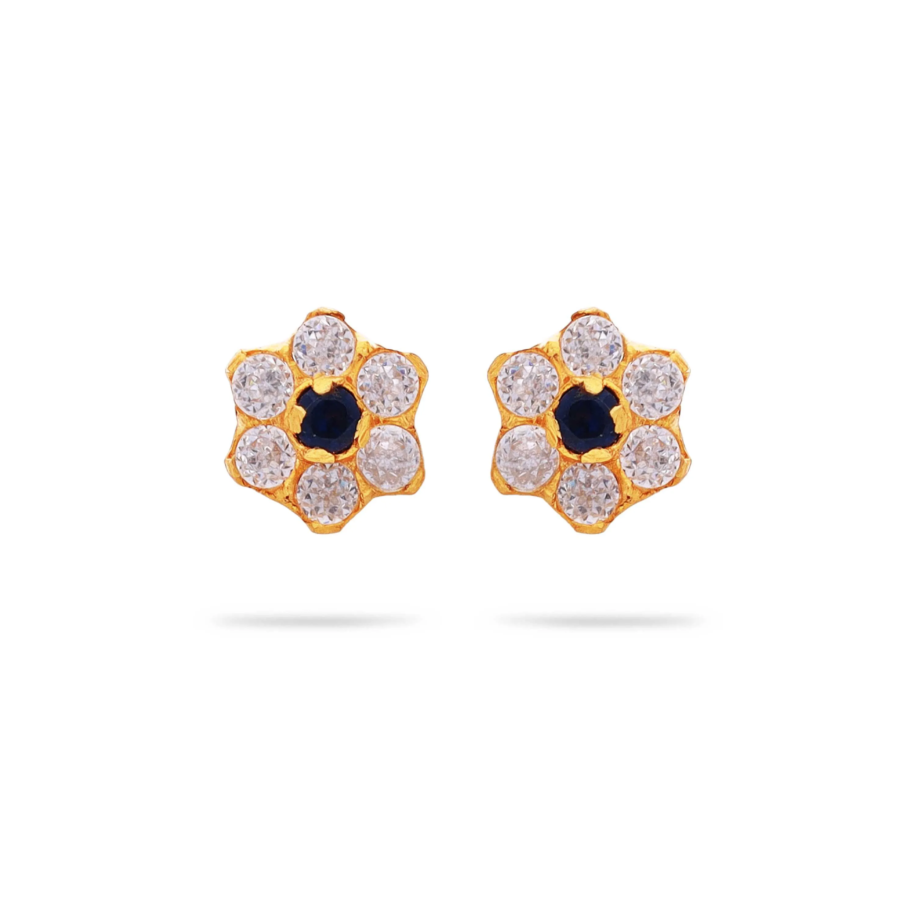 Studded And Detailed 22KT Gold Studs For Kids