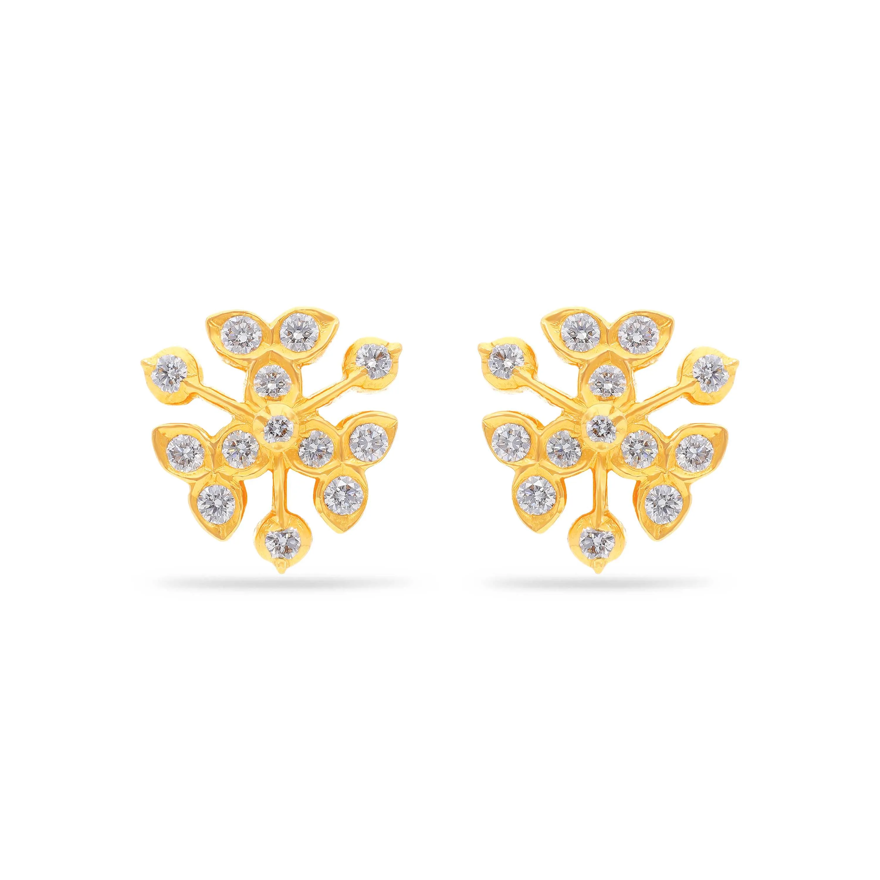 Traditionally Crafted And Diamond Studded 22KT Gold Close Setting Studs
