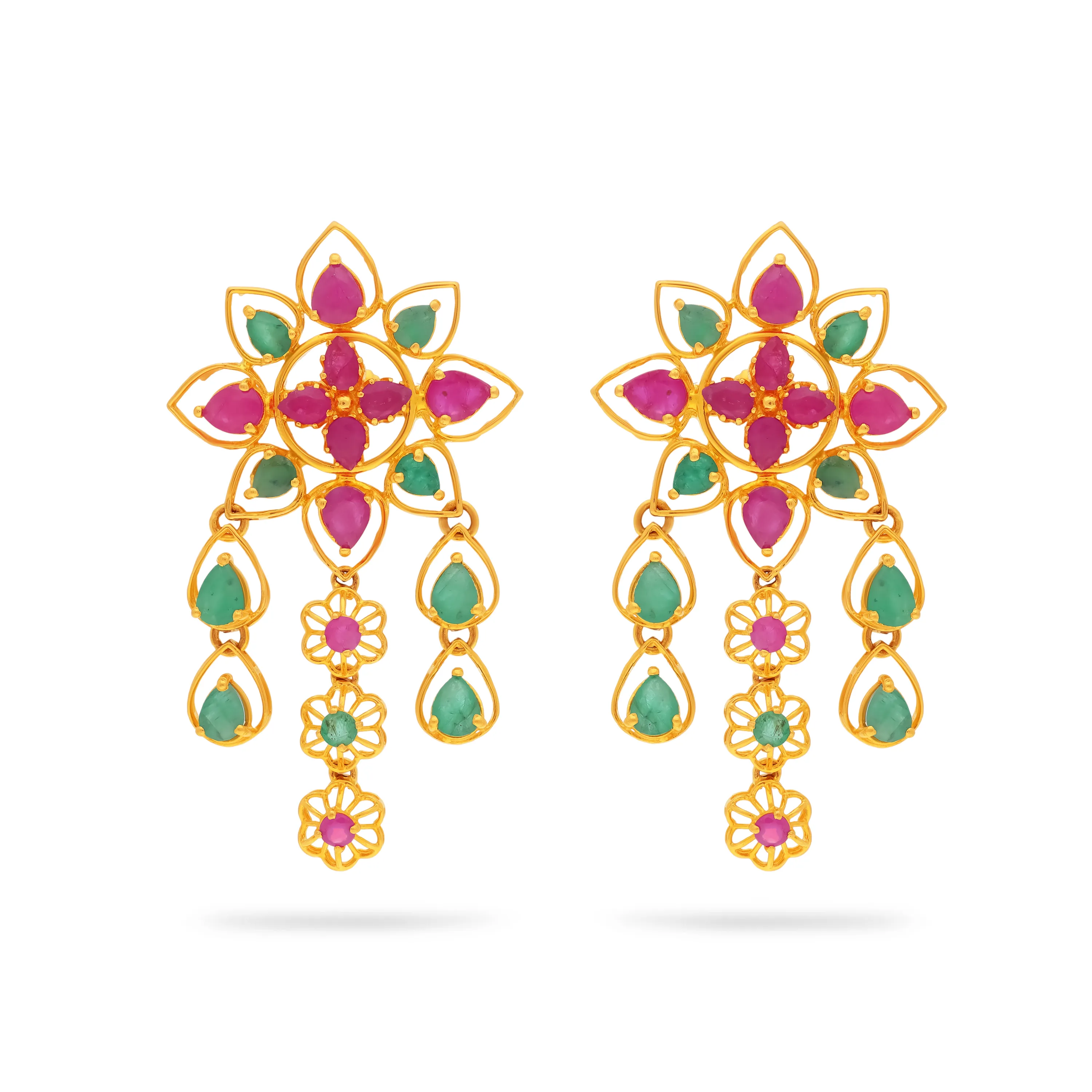 Studded And Detailed 22KT Gold Studs For Women
