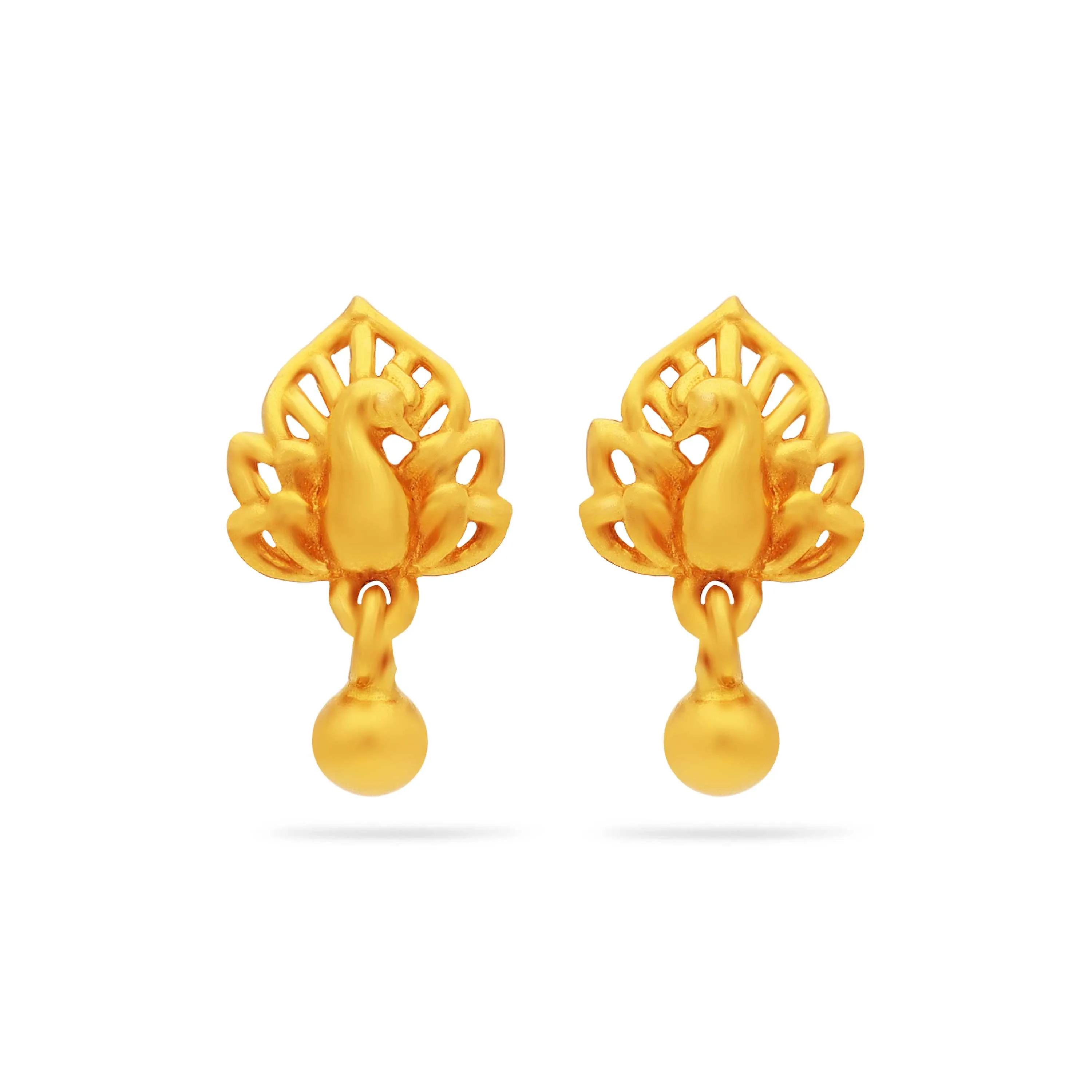 Traditionally Crafted And Detailed 22KT Gold Peacock Studs For Women