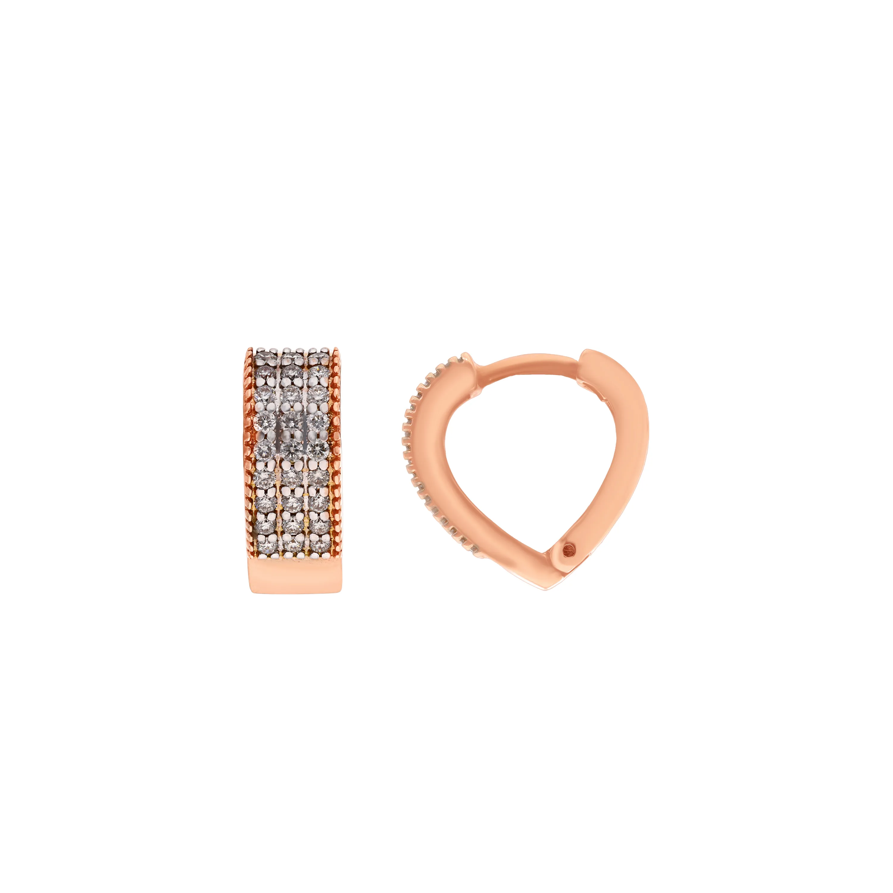 Glamorously Detailed And Diamond Studded 18KT Rose Gold Studs For Women