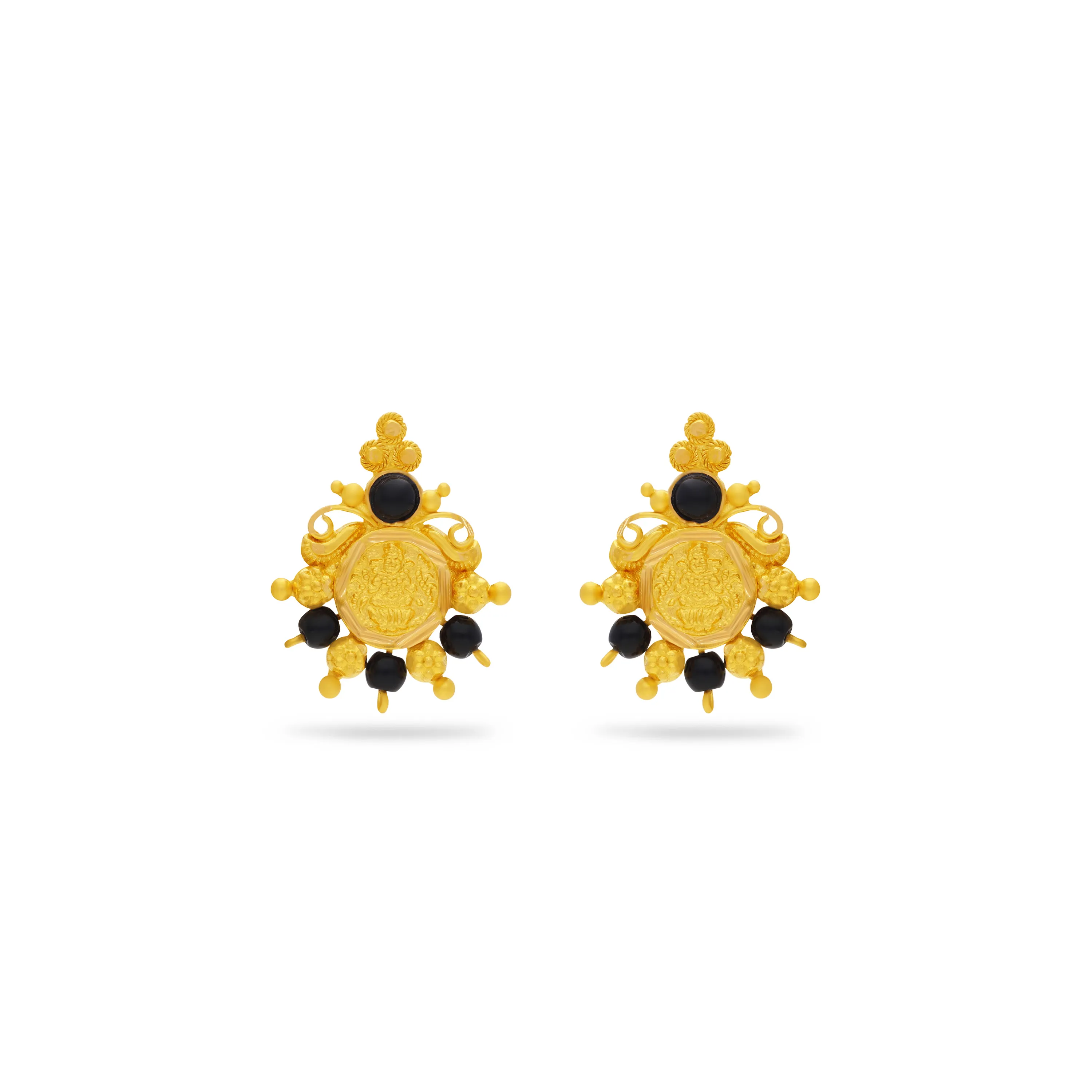 Studded And Detailed 22KT Gold Studs For Women