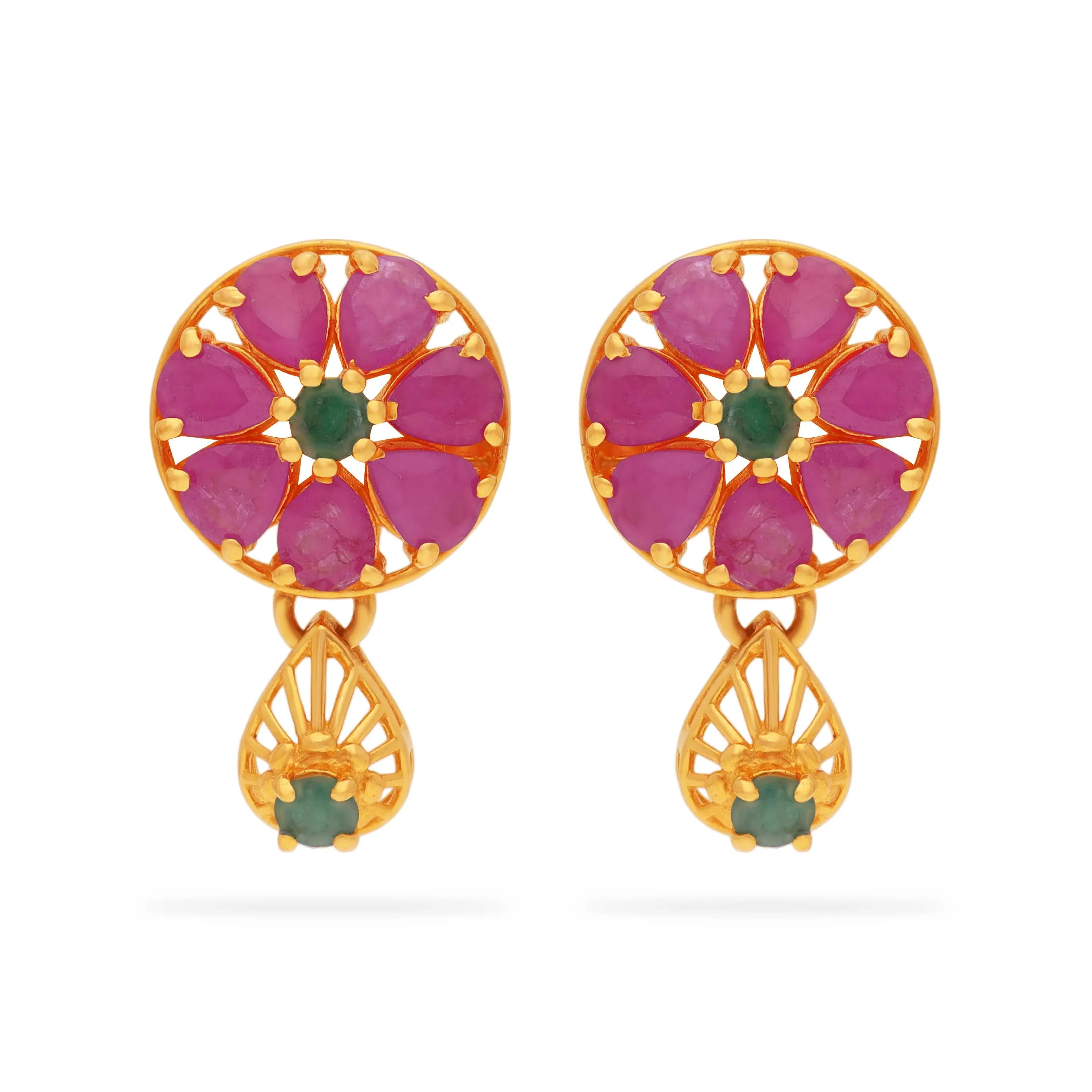 Stunning 22KT Gold Ruby Studs