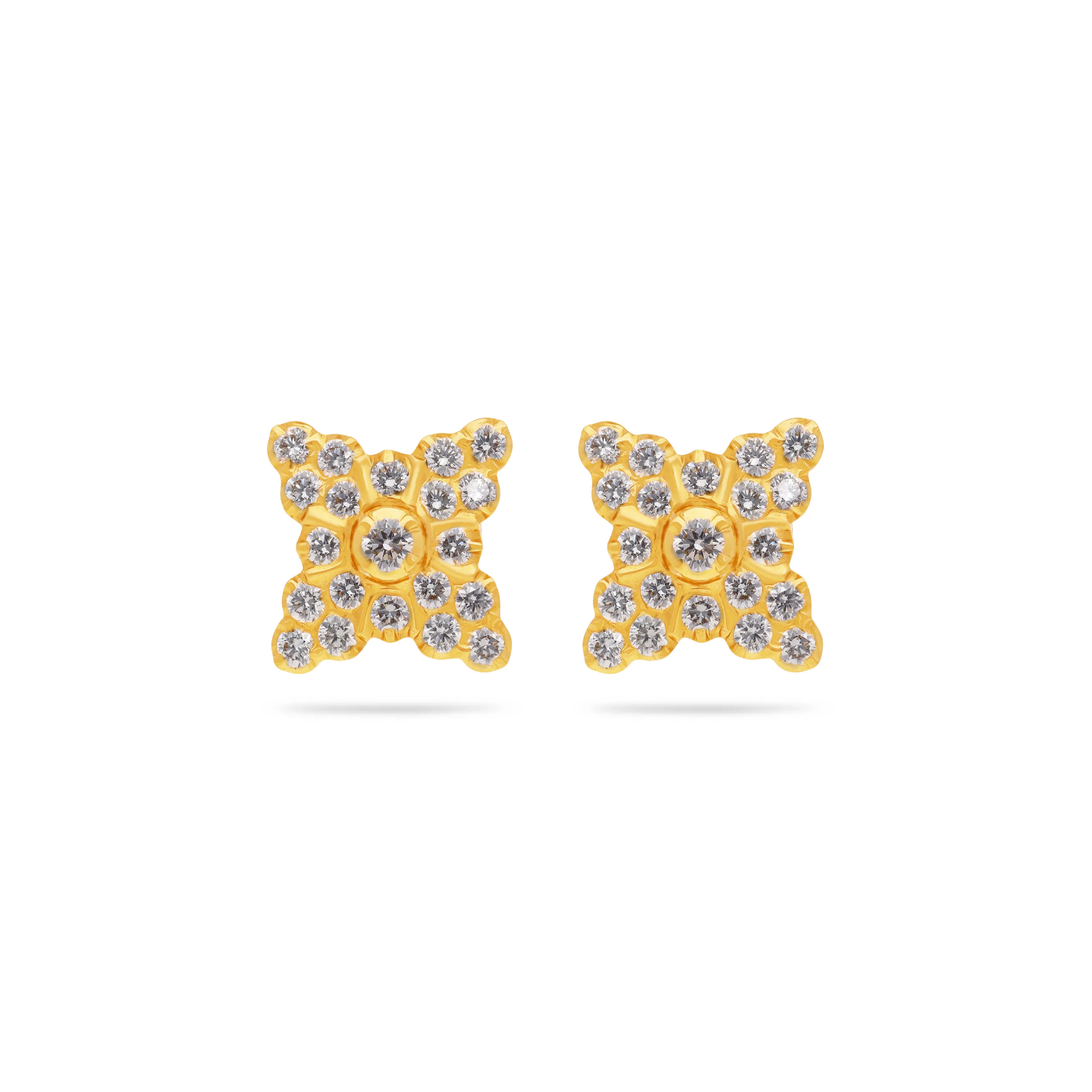 Traditionally Crafted And Diamond Studded 22KT Gold Close Setting Studs
