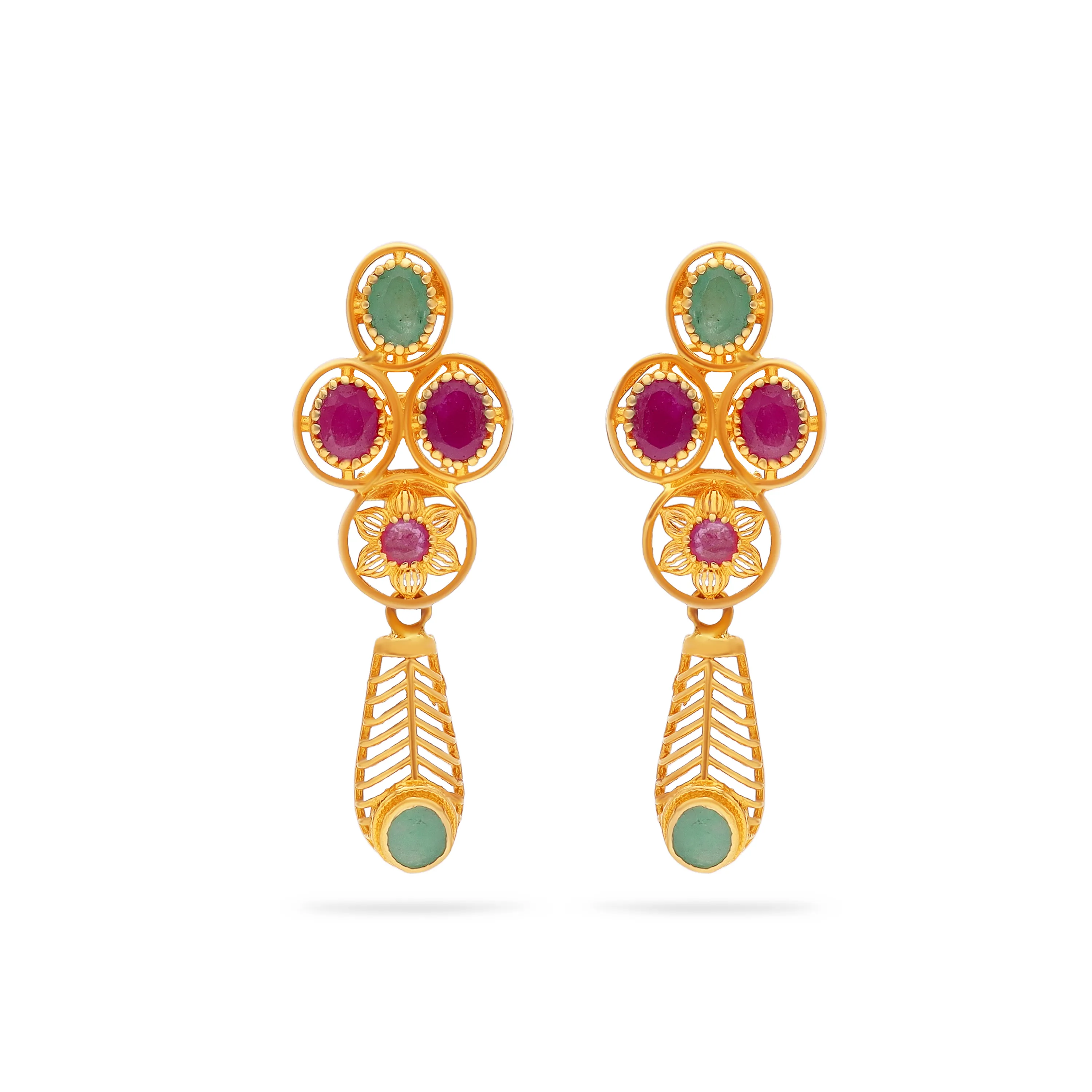 Studded And Detailed 22KT Gold Studs For Women