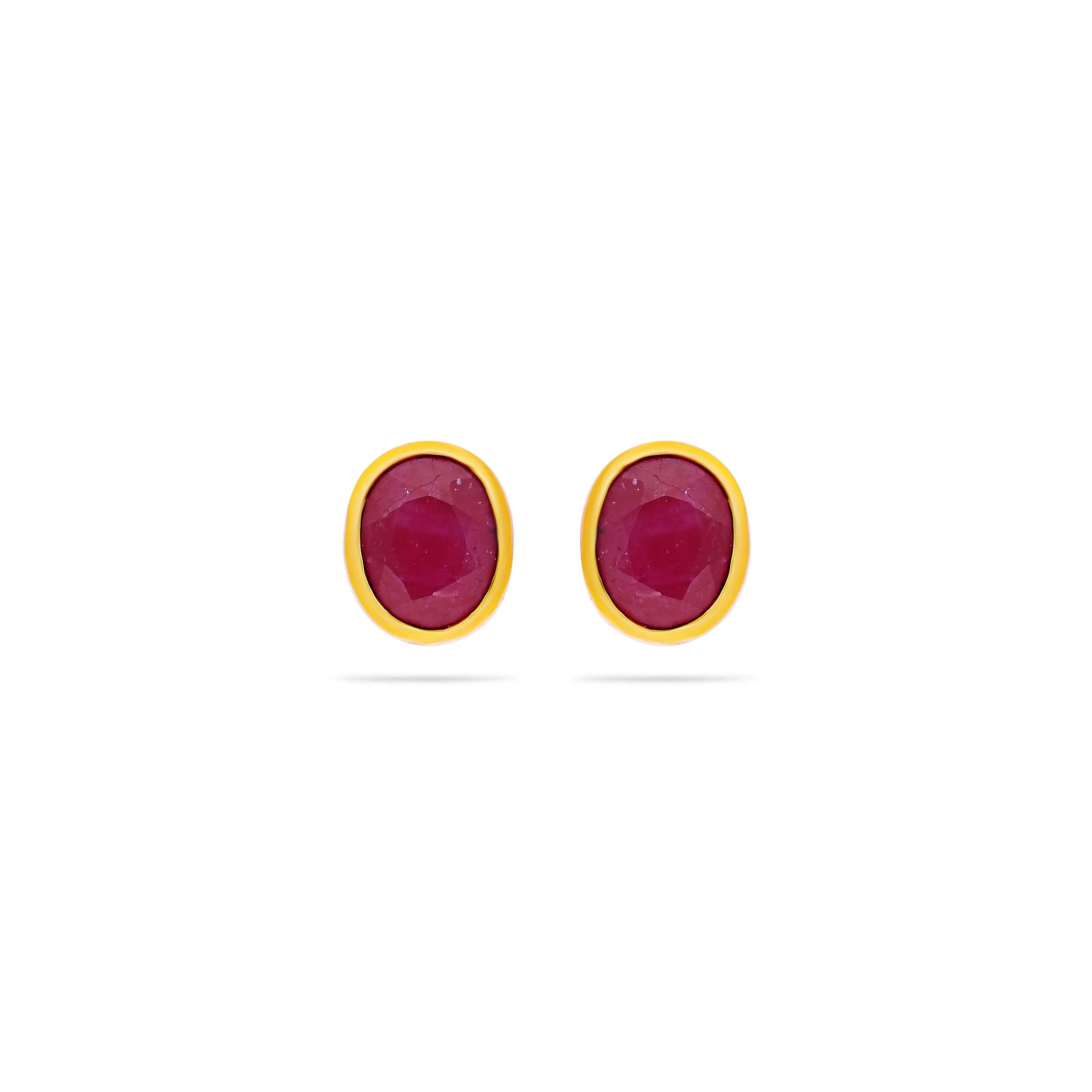 Ruby Studded And Detailed 22KT Gold Studs