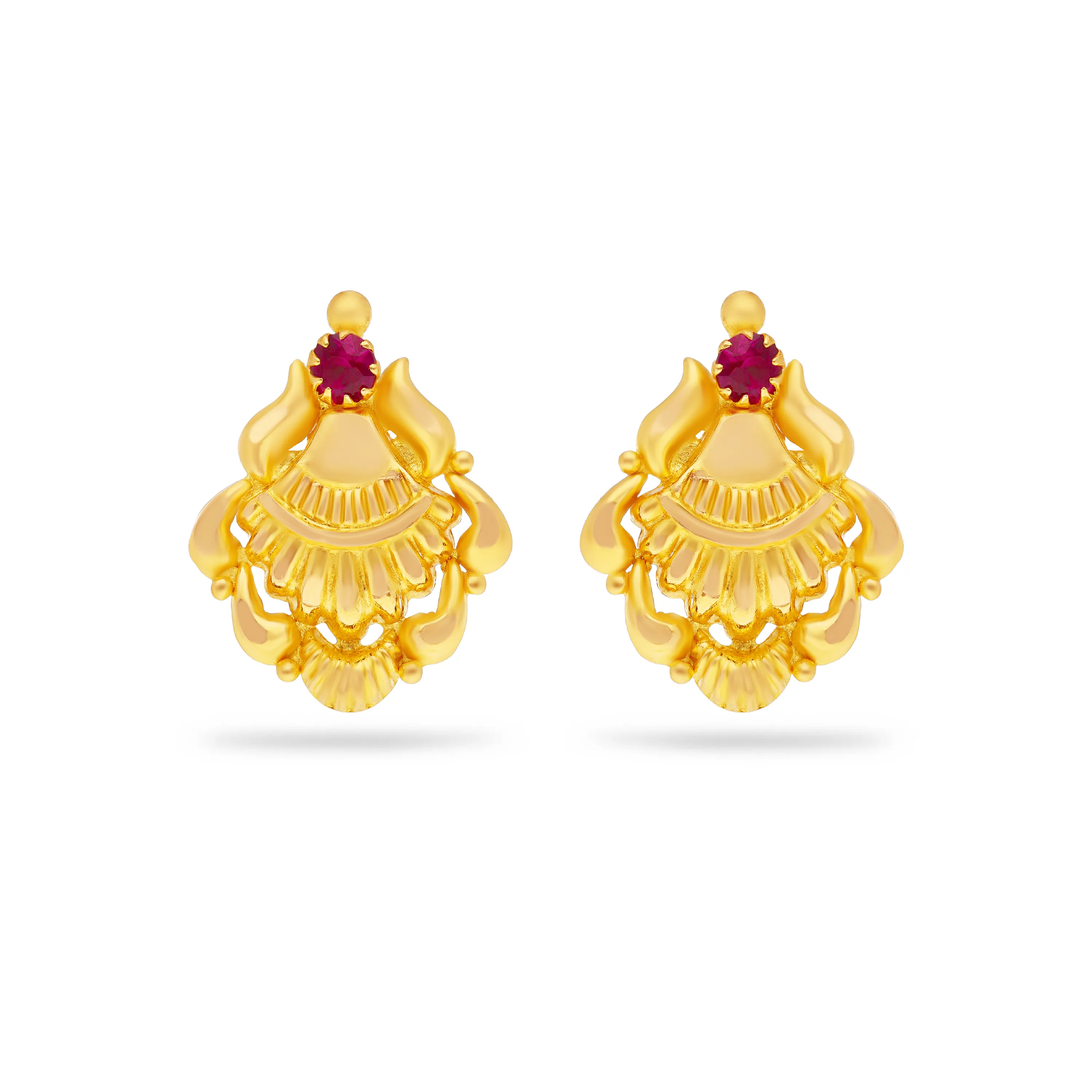 Studded & Detailed 22KT Gold Studs For Women
