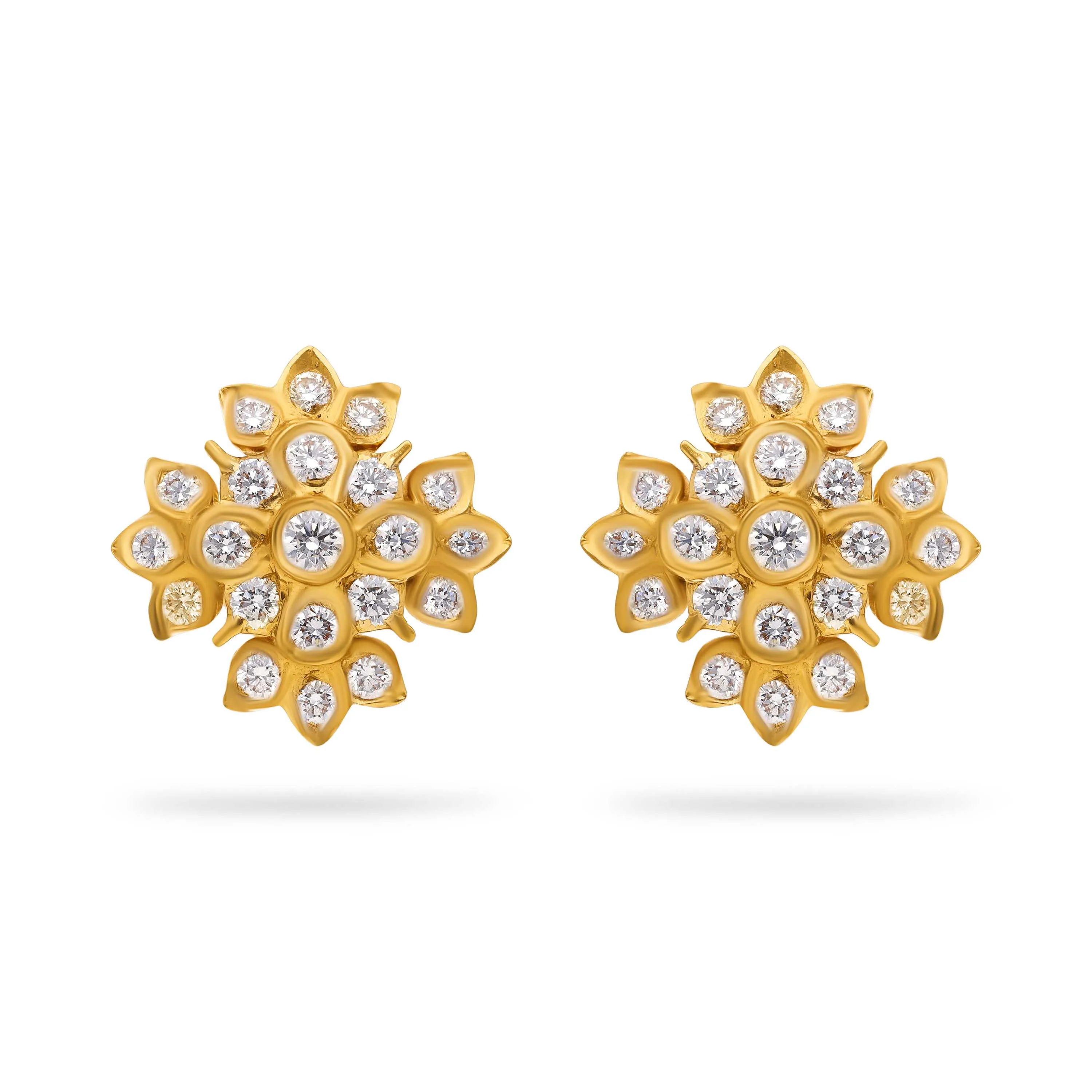Glamorously Detailed And Diamond Studded 22KT Gold Close Setting Studs