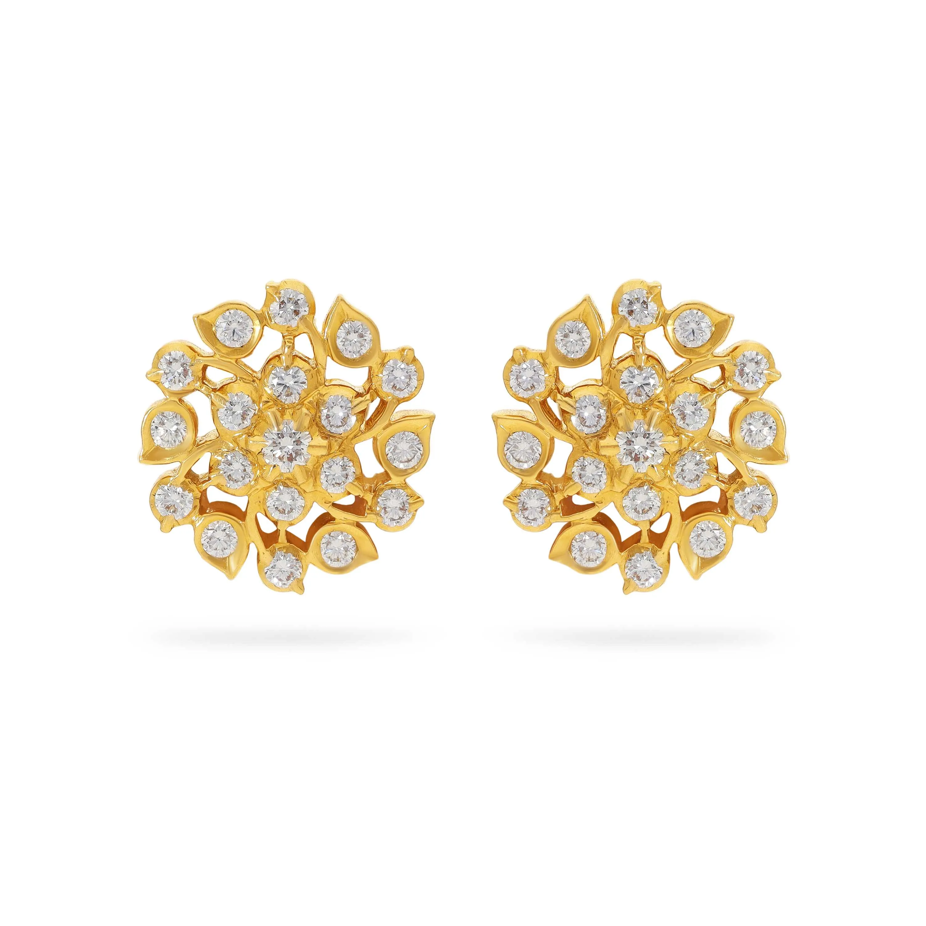 Traditionally Crafted And Diamond Studded 22KT Gold Close Setting Studs