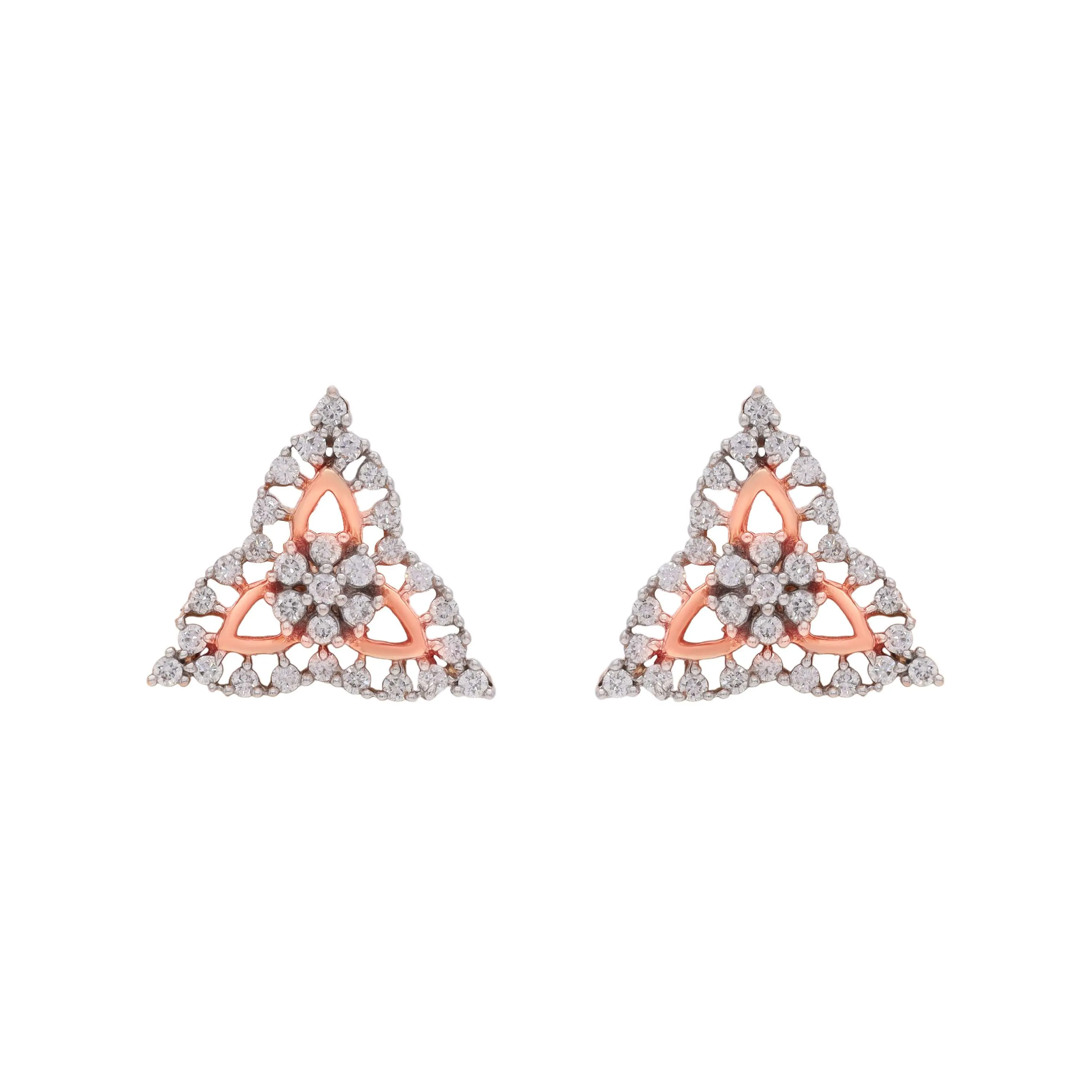 Glamorously Detailed And Diamond Studded 18KT Rose Gold Studs
