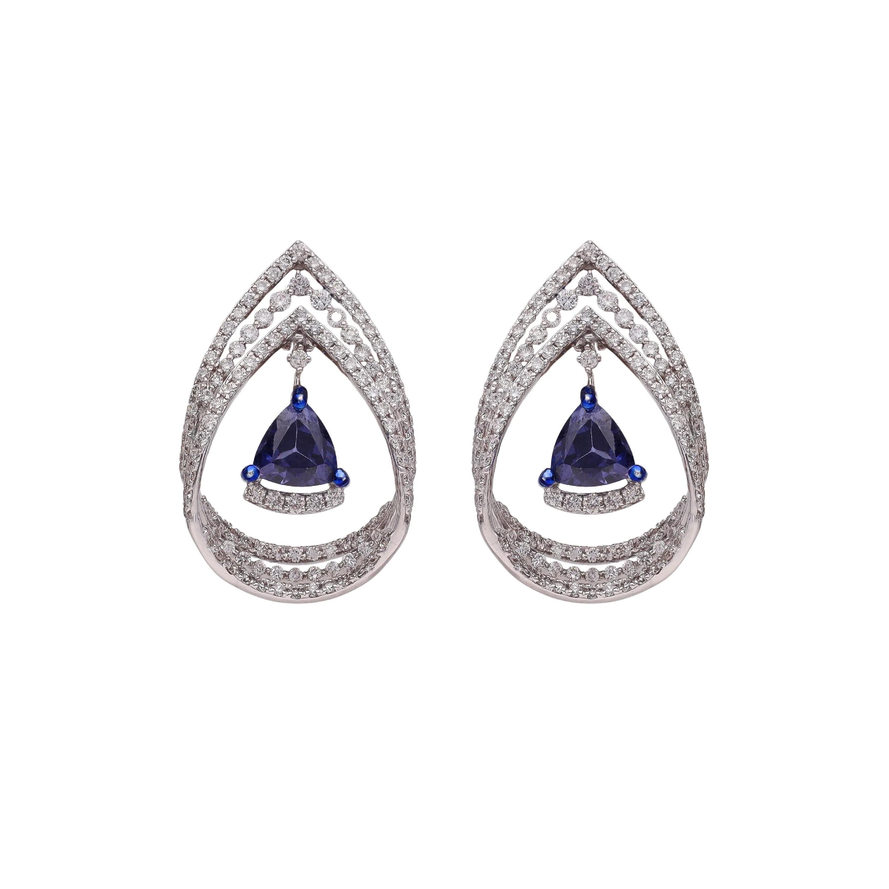 Glamorously Detailed And Diamond Studded 18KT White Gold Studs