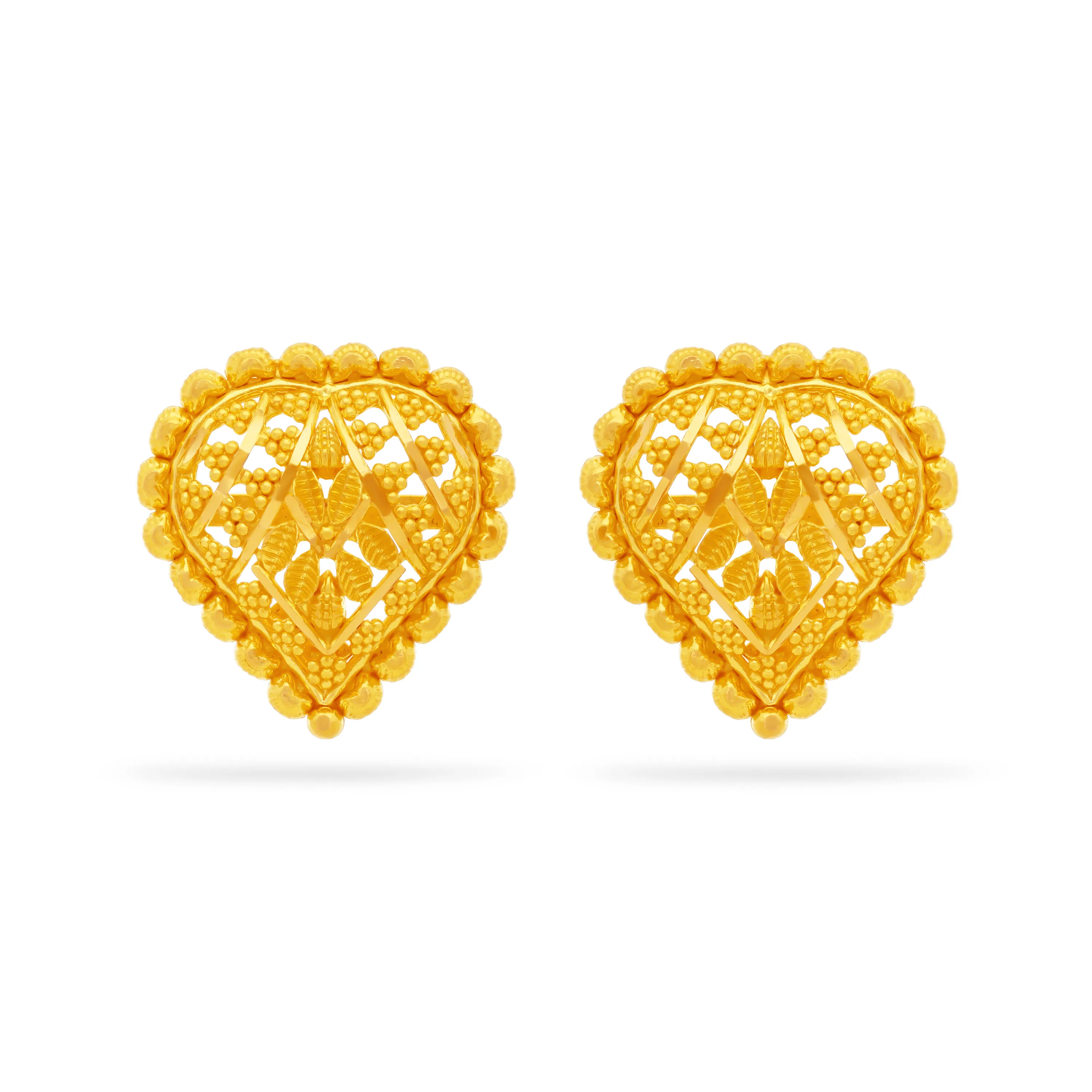 Classic Finely Detailed And Crafted 22KT Gold Studs For Women