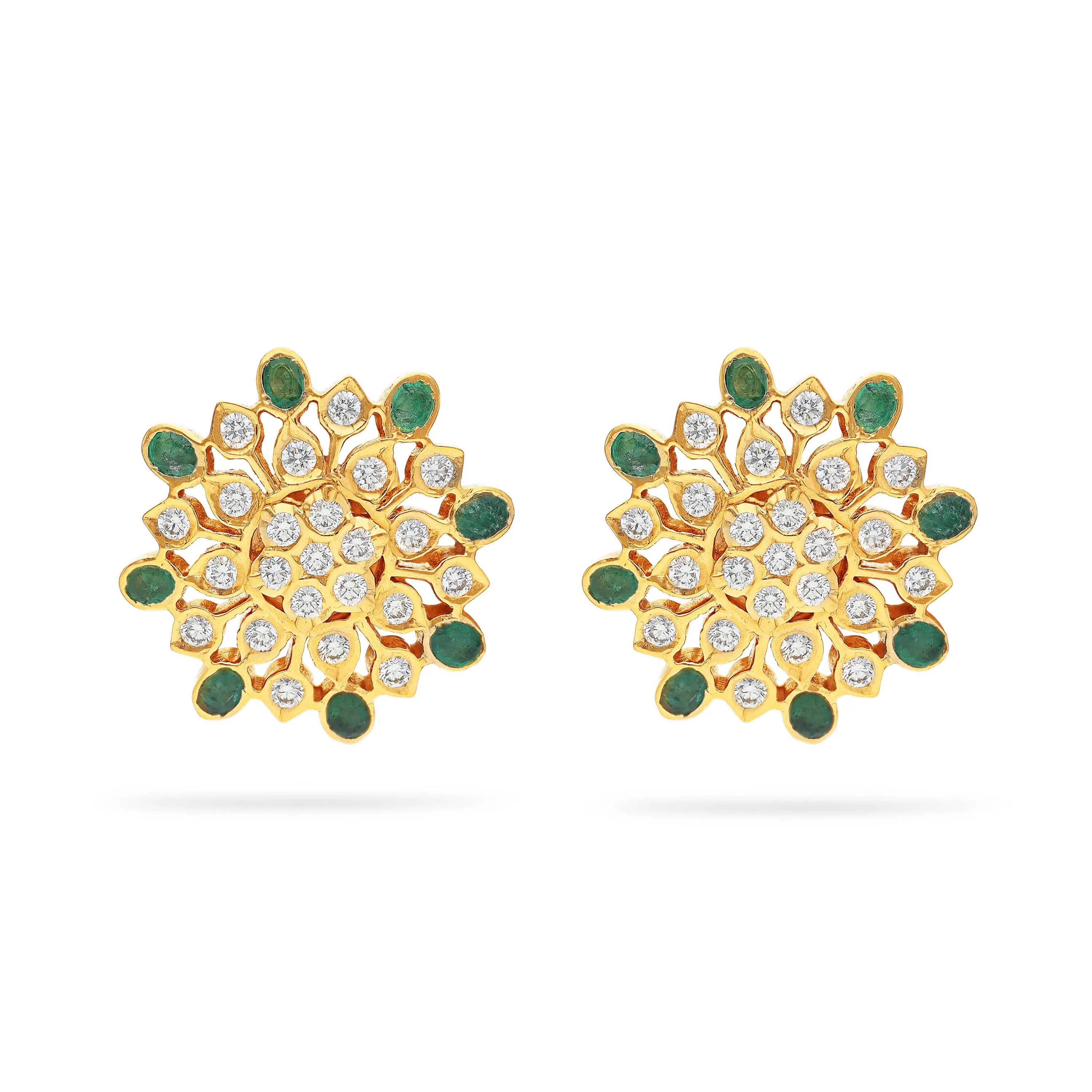 Glamorously Detailed And Diamond Studded 22KT Gold Close Setting Studs