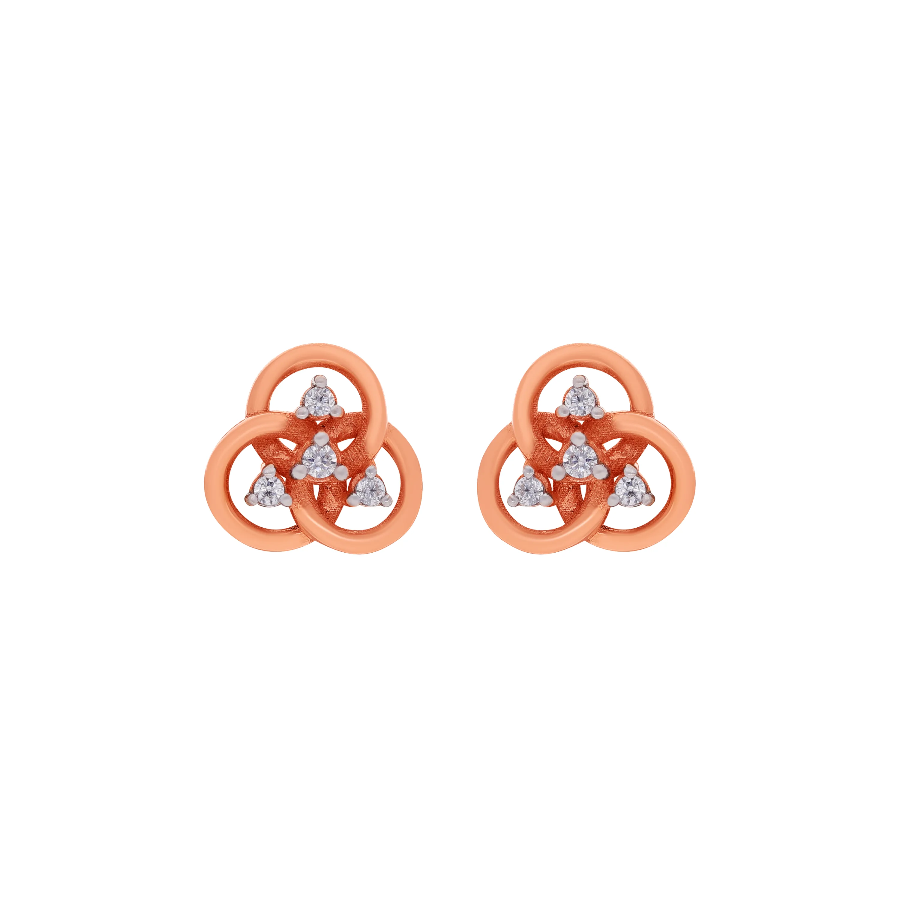 Studded And Detailed 18KT Rose Gold Studs For Women