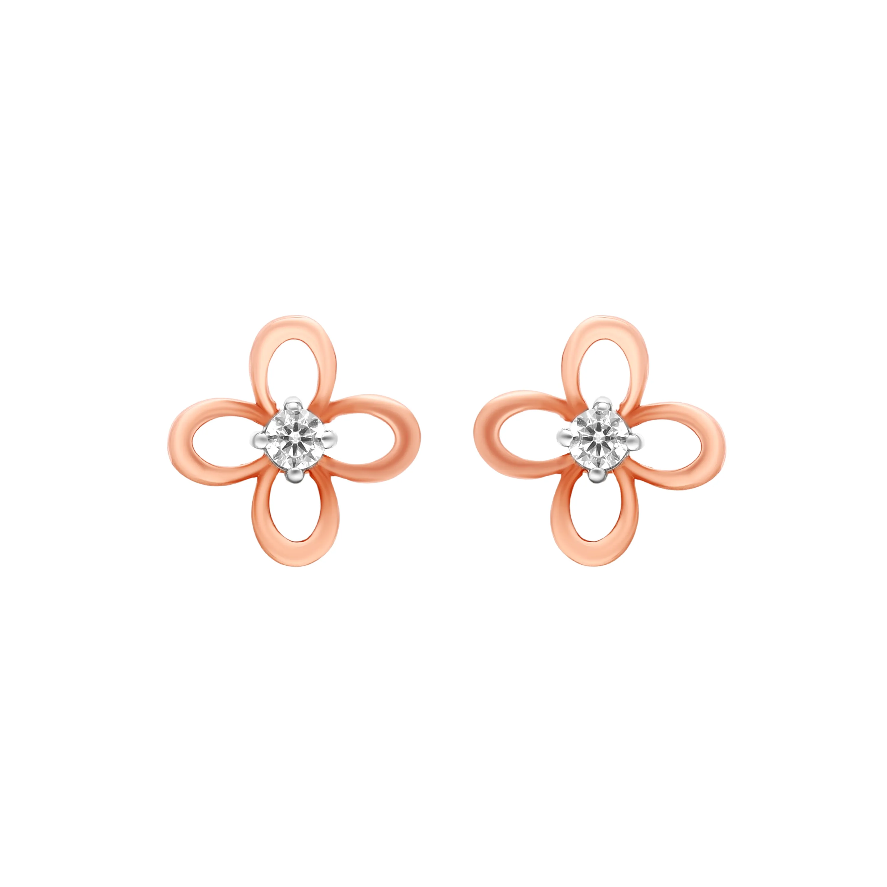 Studded And Detailed 18KT Rose Gold Studs For Women