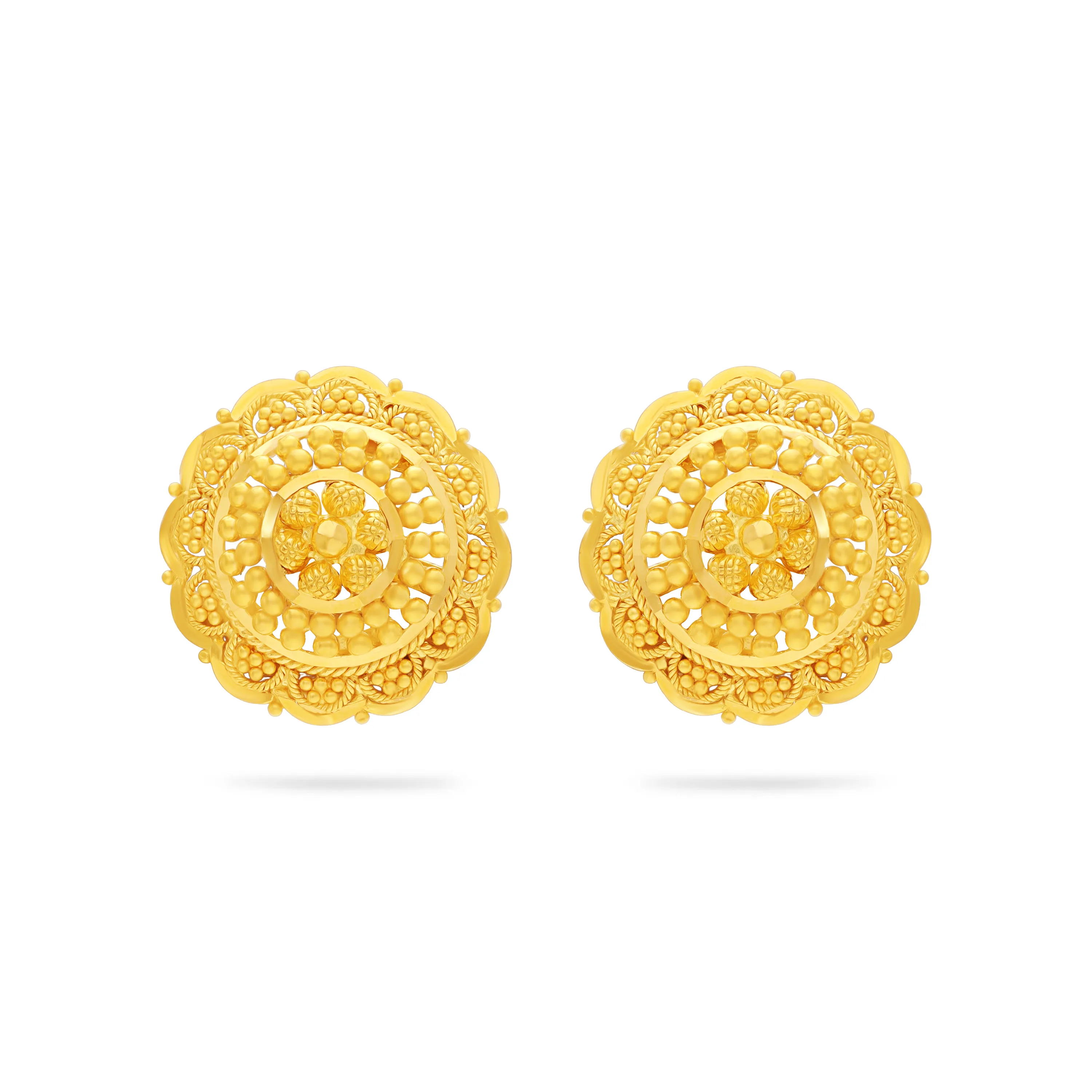 Classic Finely Detailed And Crafted 22KT Gold Studs For Women