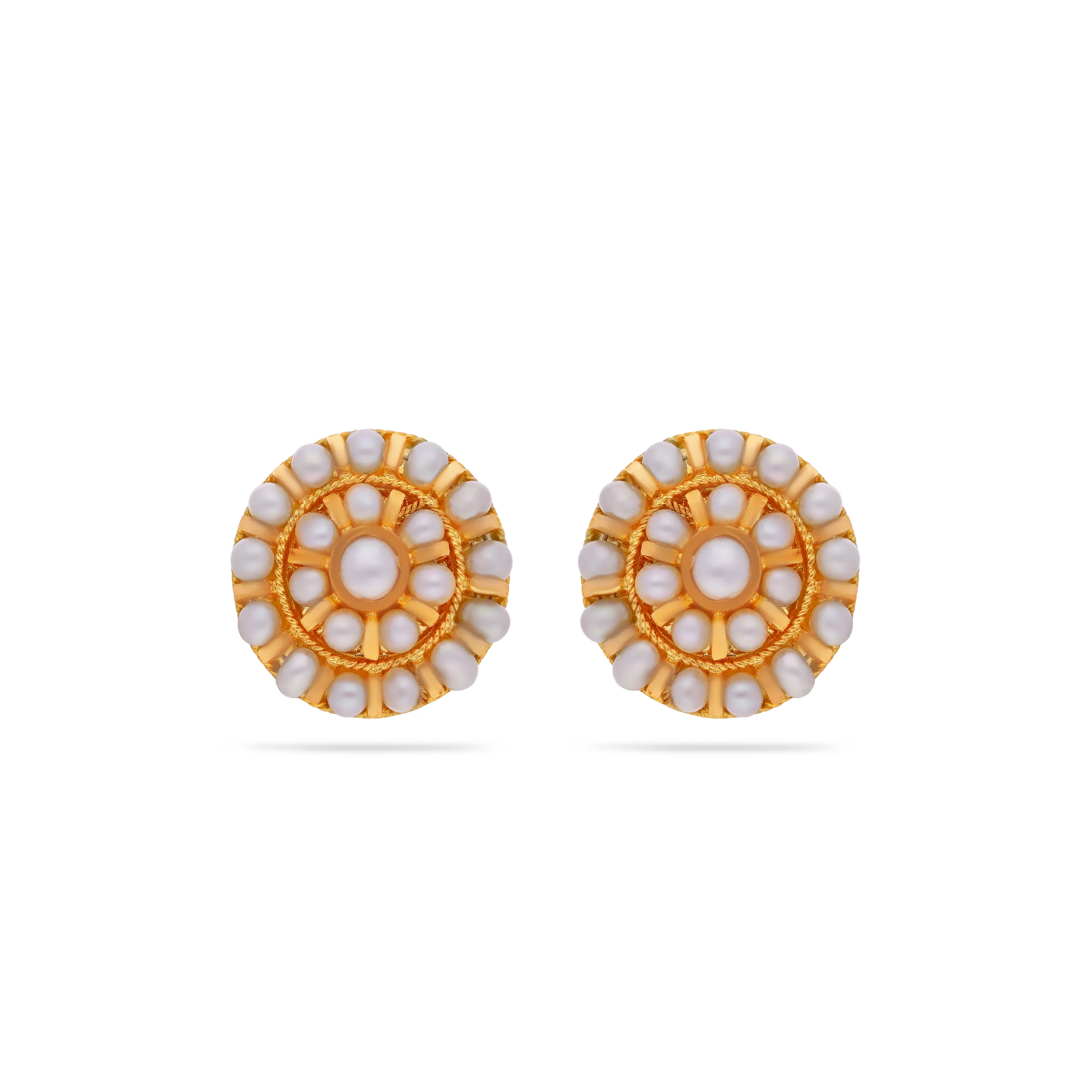 Studded & Detailed 22KT Gold Stud Earrings For Women