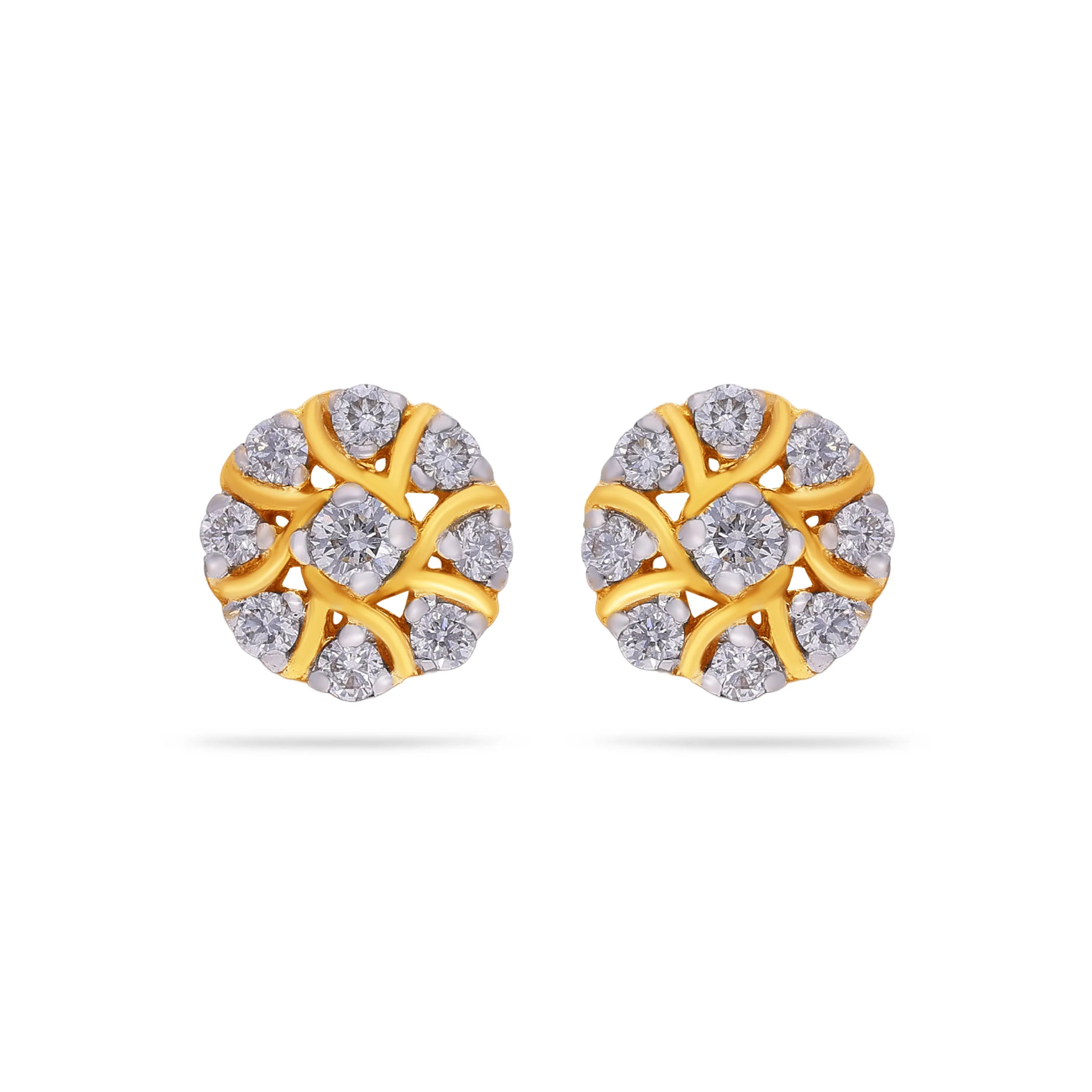 Key Rings Dimonds Glamorously Detailed And Diamond Studded 18KT Yellow Gold Studs For Women