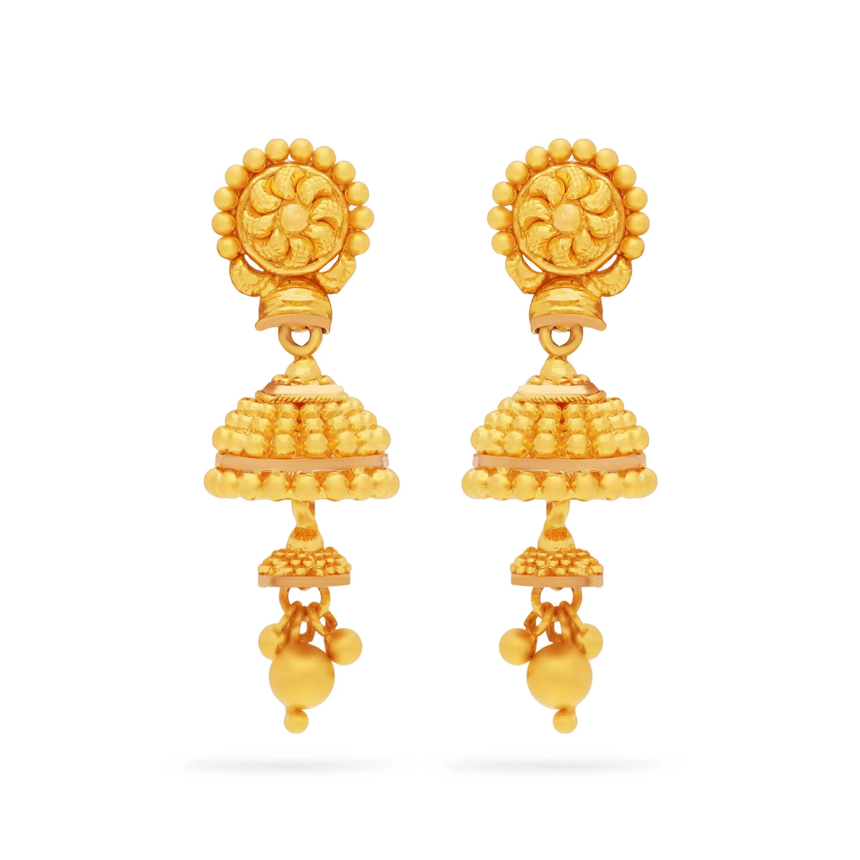 With Price Earring Jhumka Lalitha Jewellery 22K Gold 