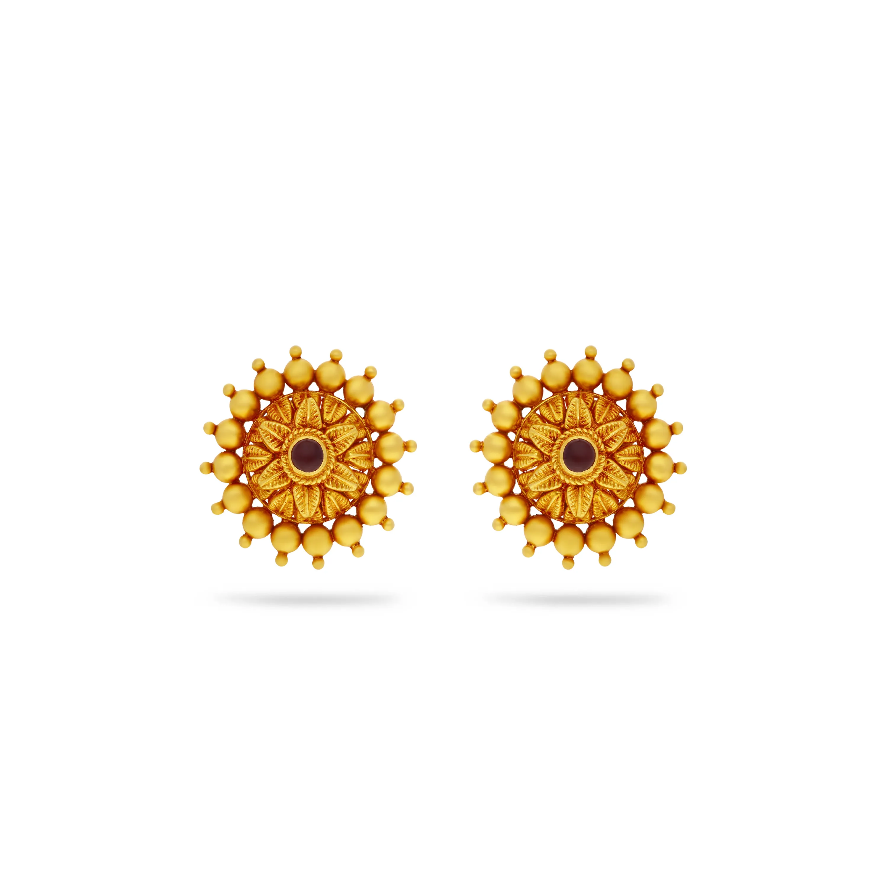Studded & Detailed 22KT Gold Studs For Women