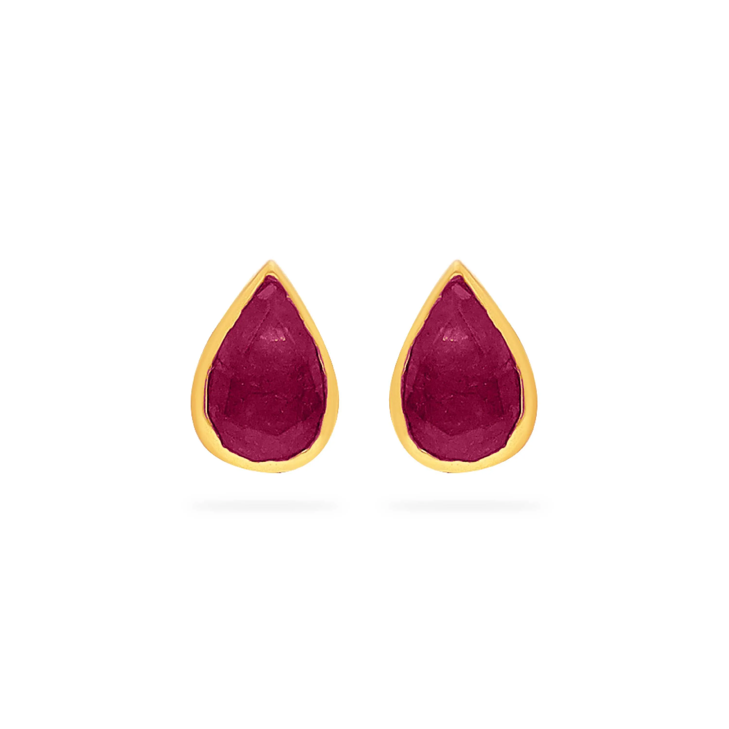 Ruby Studded And Detailed 22KT Gold Studs