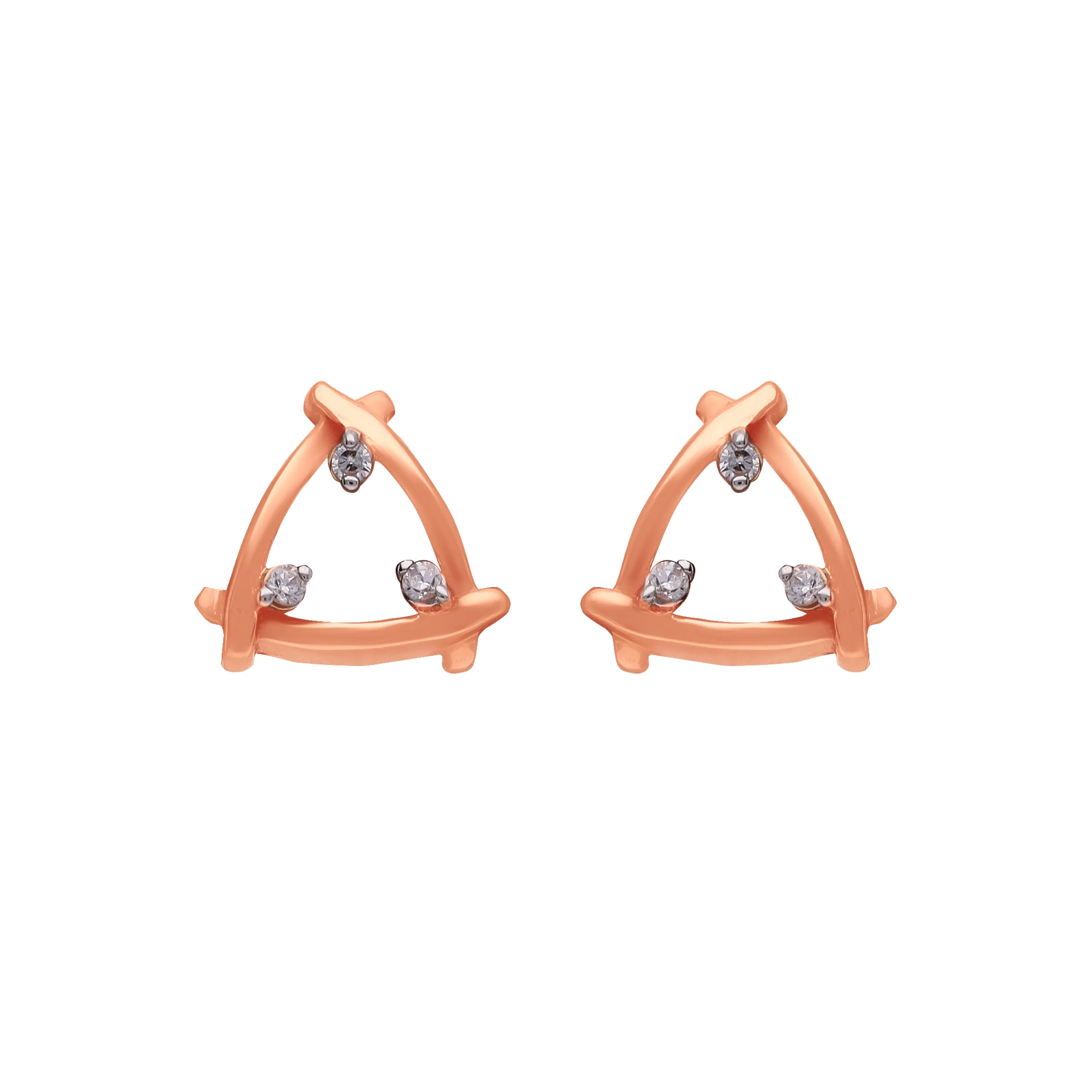 Studded And Detailed 18KT Rose Gold Studs For Women