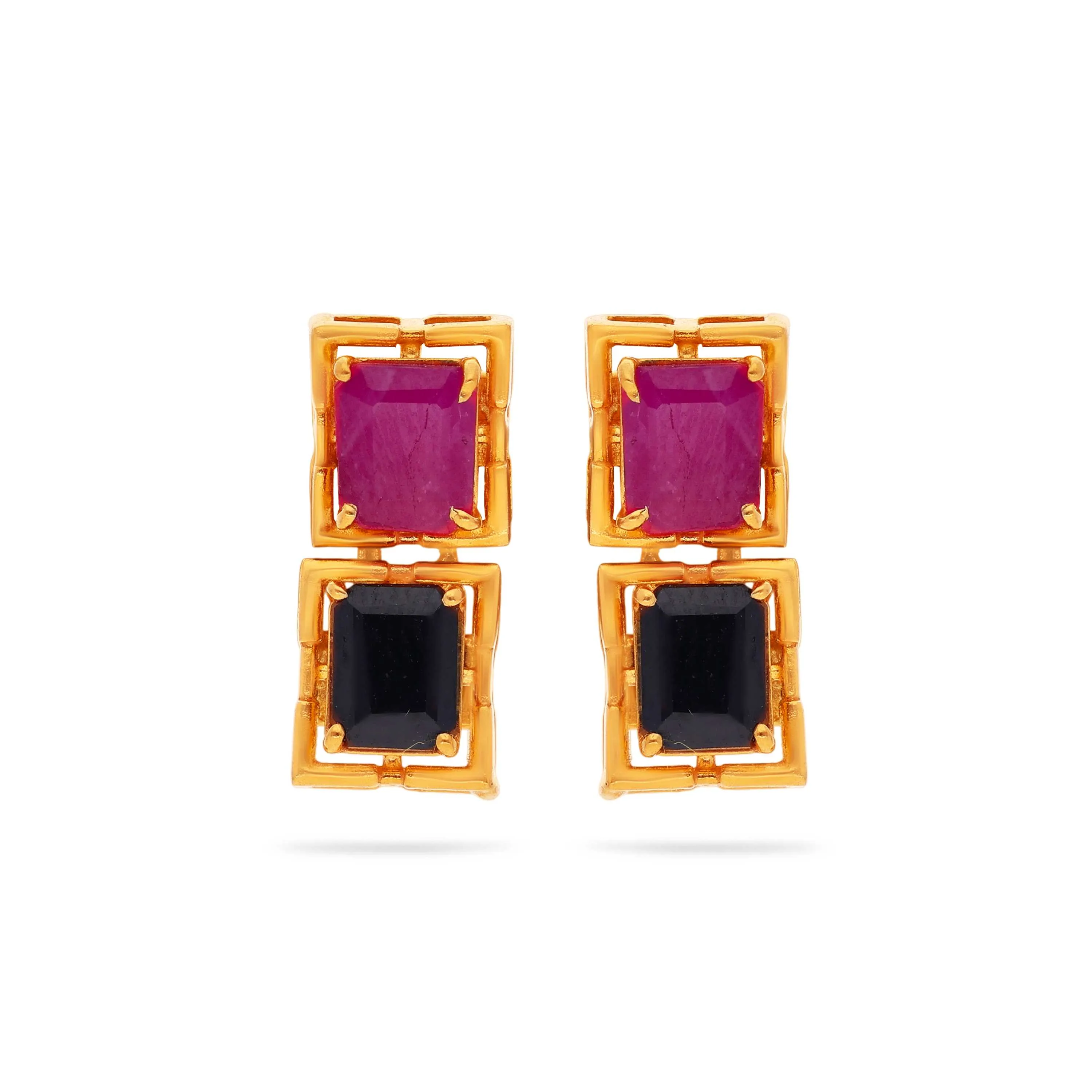 Studded And Detailed 22KT Gold Studs For Women