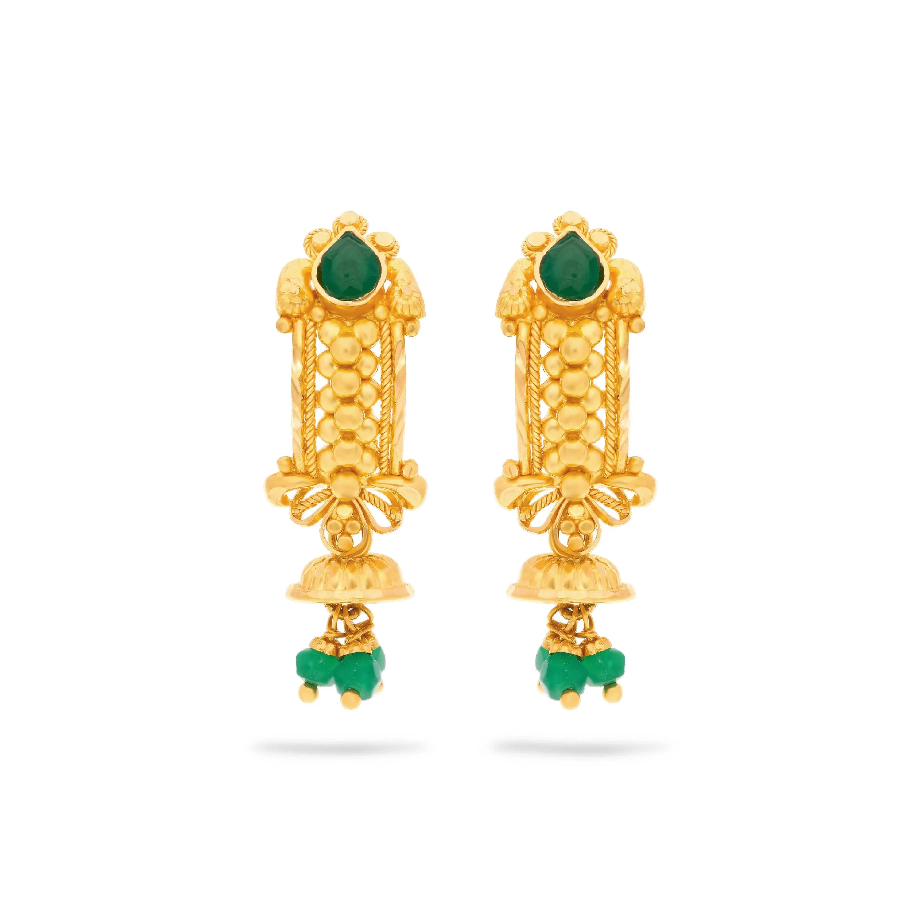 Gorgeously Detailed And Studded 22KT Gold Studs For Women