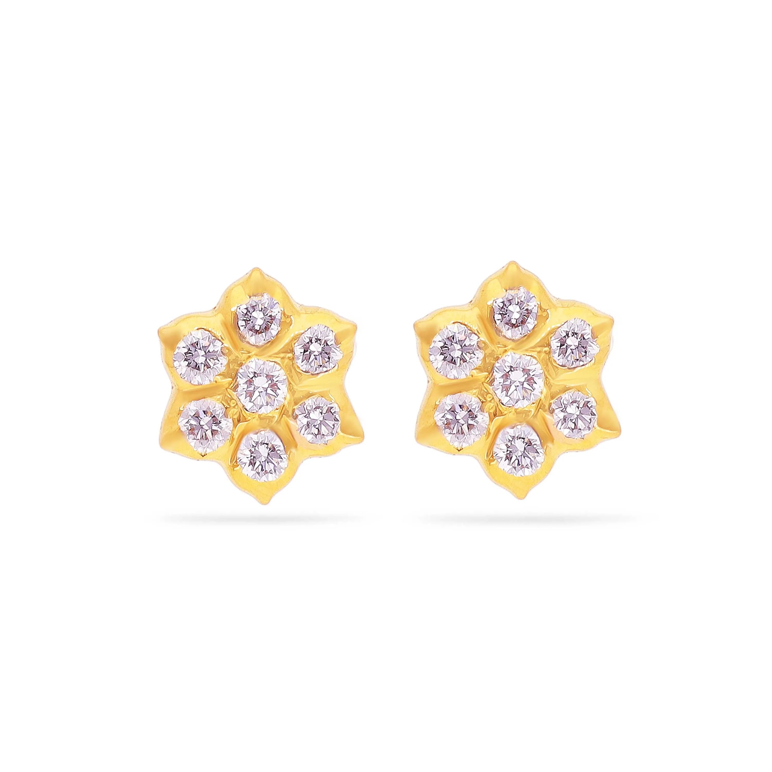 Traditionally Crafted And Diamond Studded 22KT Gold Close Setting Studs