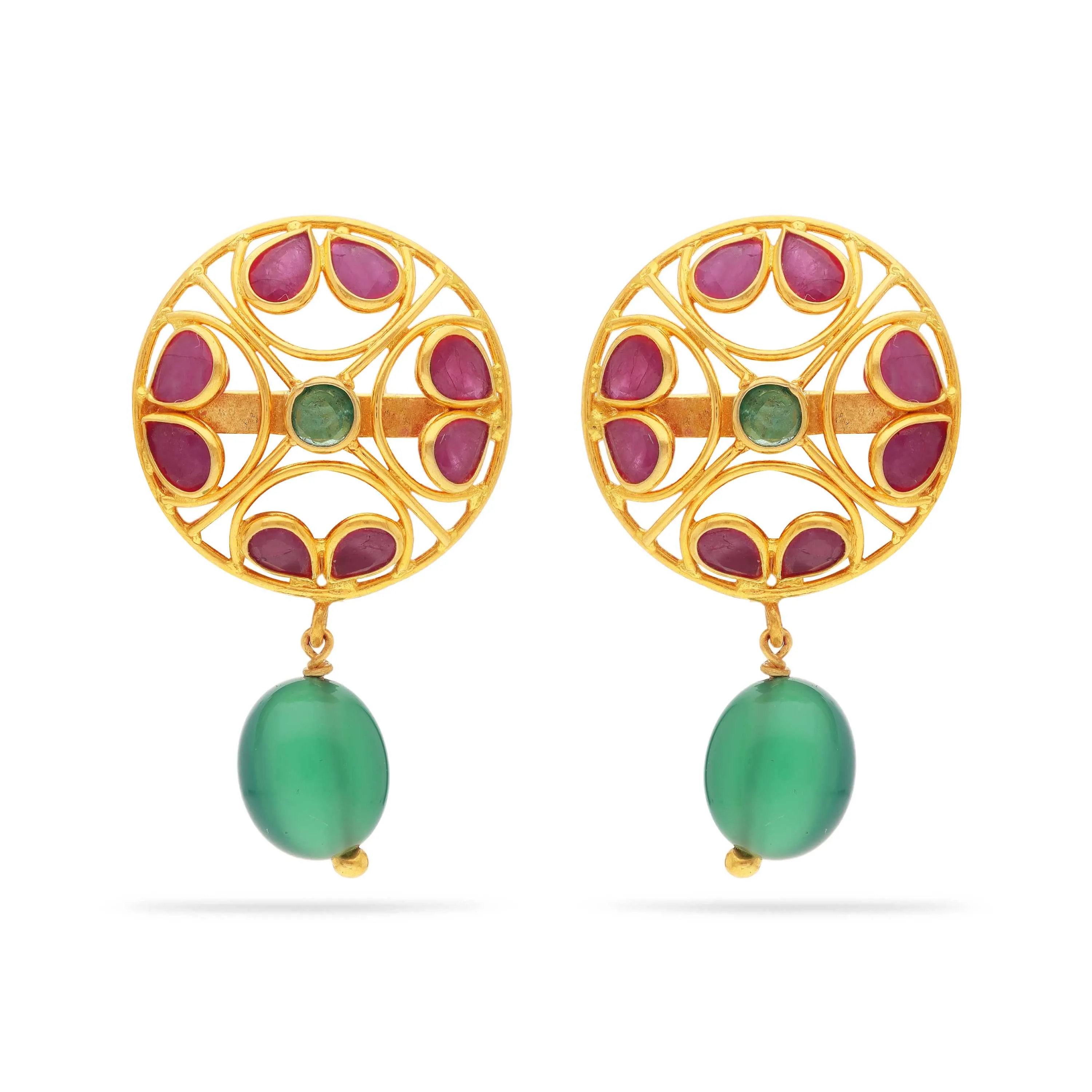 Studded And Detailed 22KT Gold Studs For Women