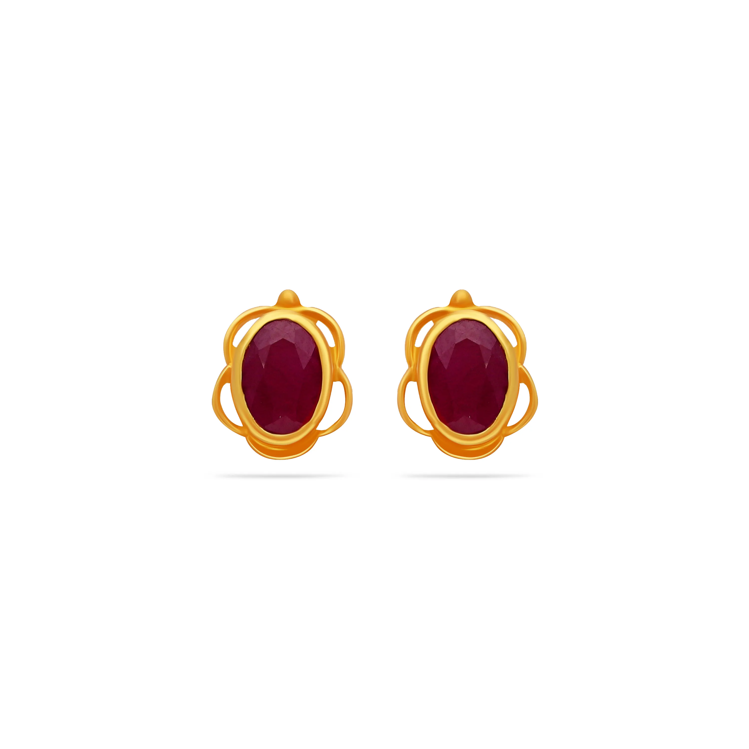 Ruby Studded And Detailed 22KT Gold Studs
